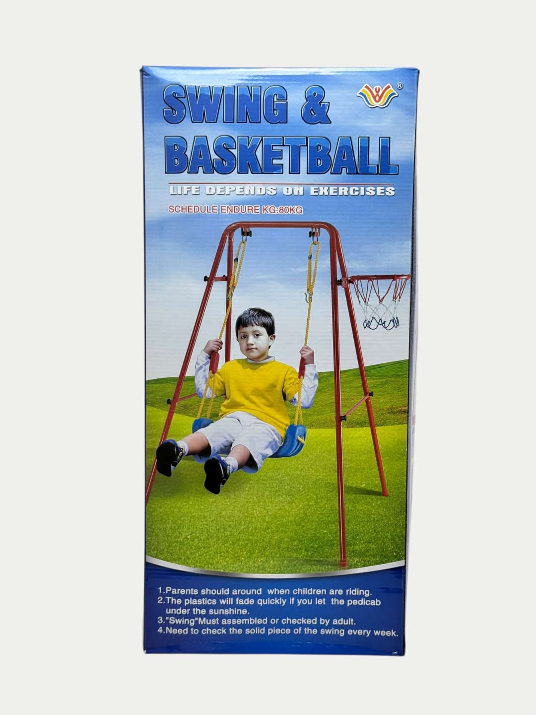 Детский игровой комплекс Качели и баскетбольное кольцо Swing & Basketball, красный — фото 2