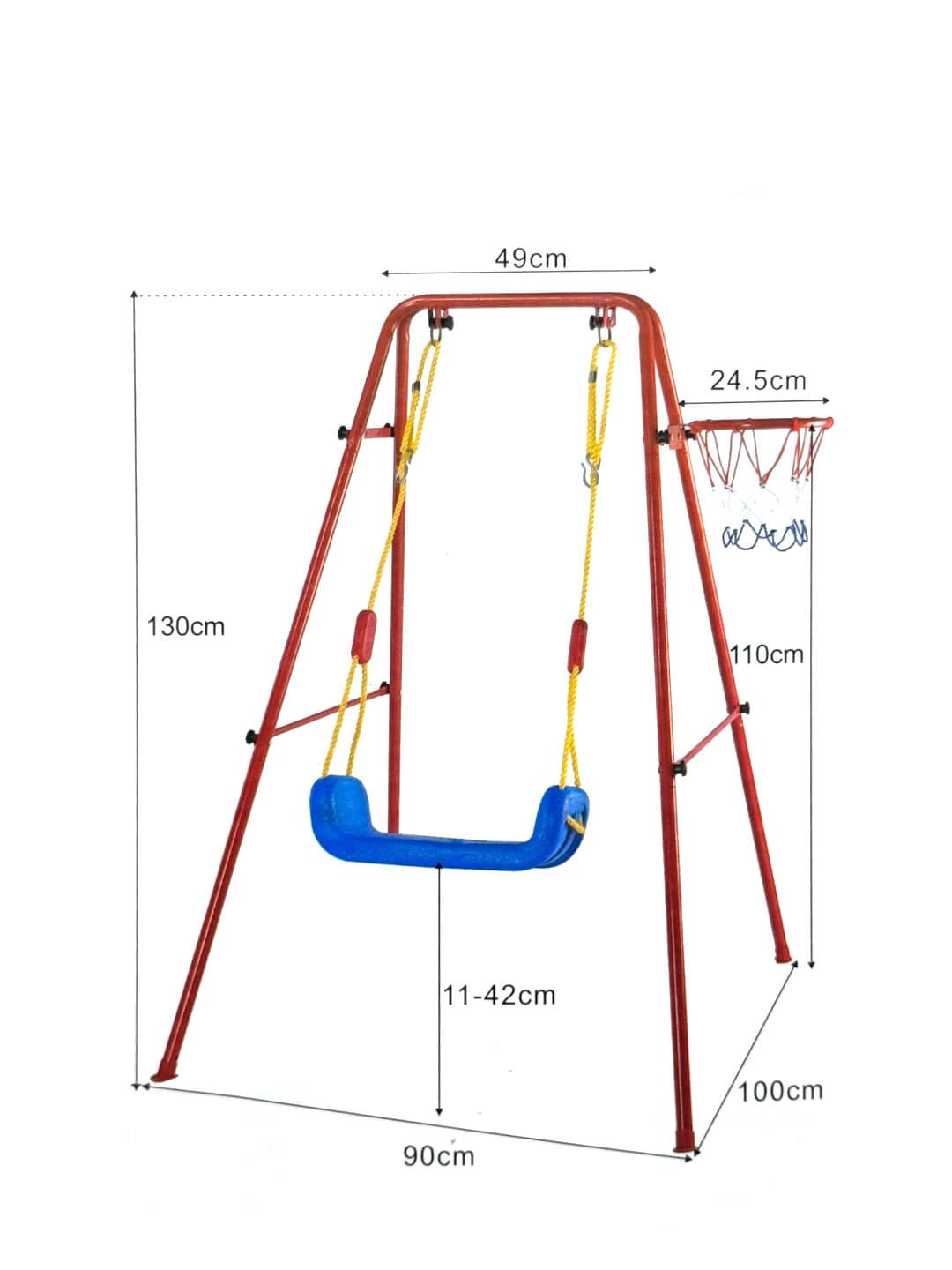 Детский игровой комплекс Качели и баскетбольное кольцо Swing & Basketball, красный — фото 5