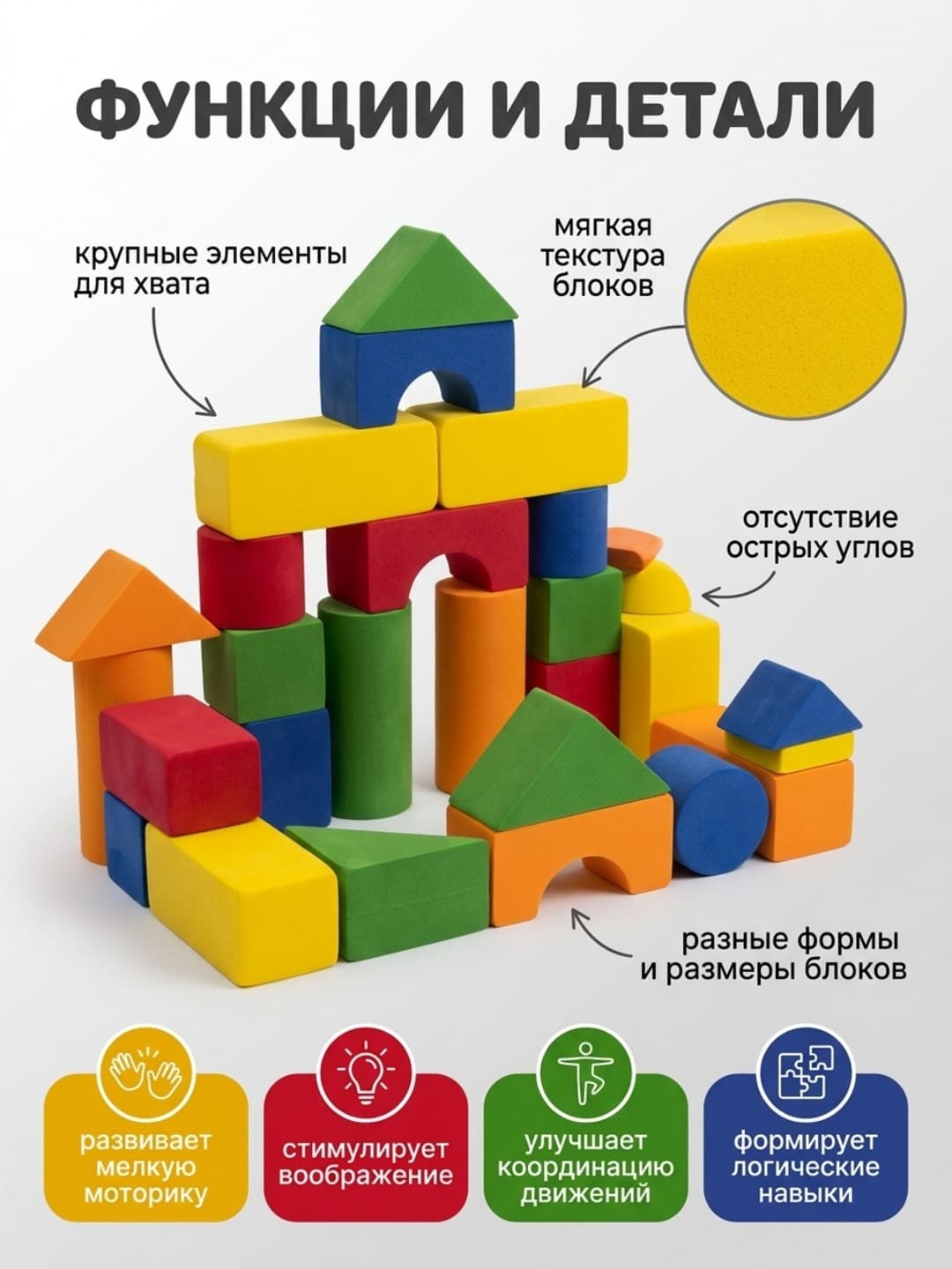 Мягкий конструктор Building Block Series развивающий для детей от 3 лет — фото 3