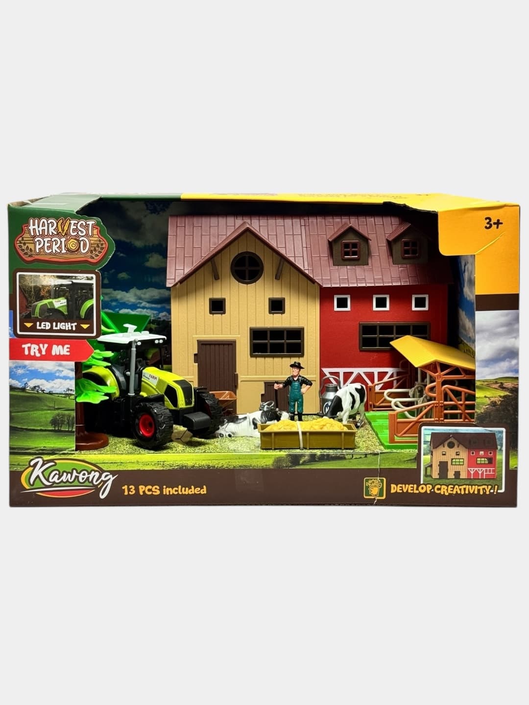 Набор фигурок фермы и трактора Kawong Harvest Period со светом, 13 предметов — фото 2