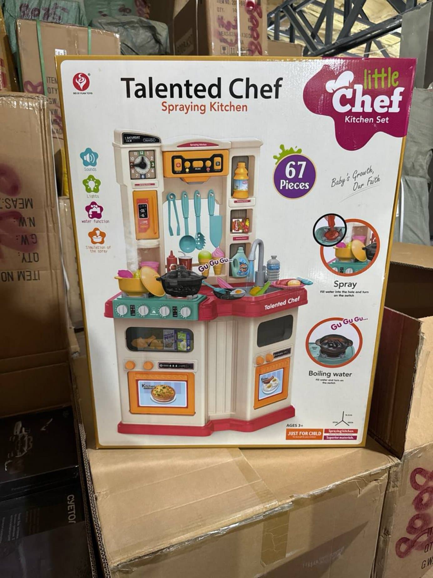 Интерактивная игровая кухня Talented Chef, с эффектом пара и водой, для детей, развивающая моторику