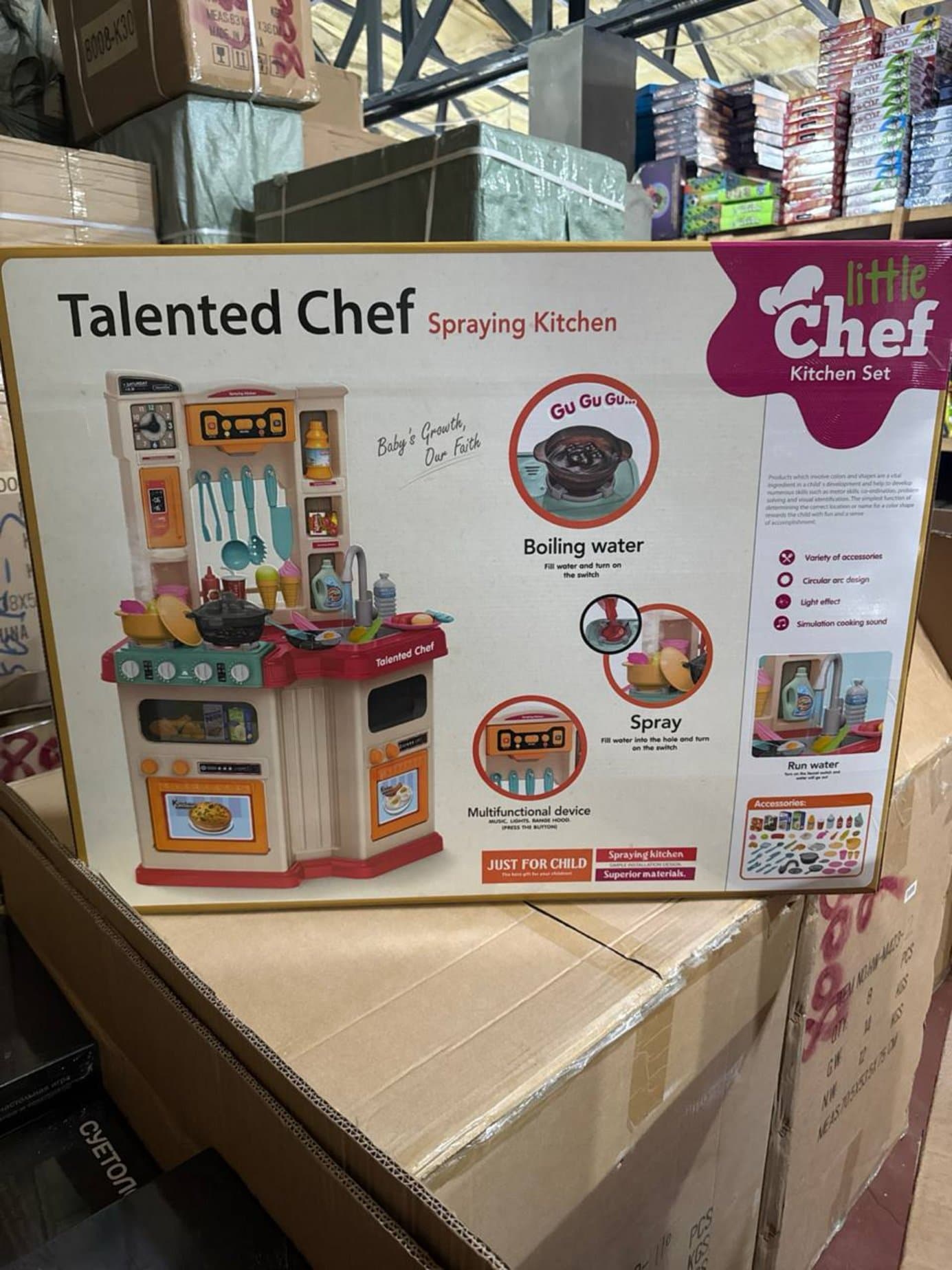 Интерактивная игровая кухня Talented Chef, с эффектом пара и водой, для детей, развивающая моторику — фото 2