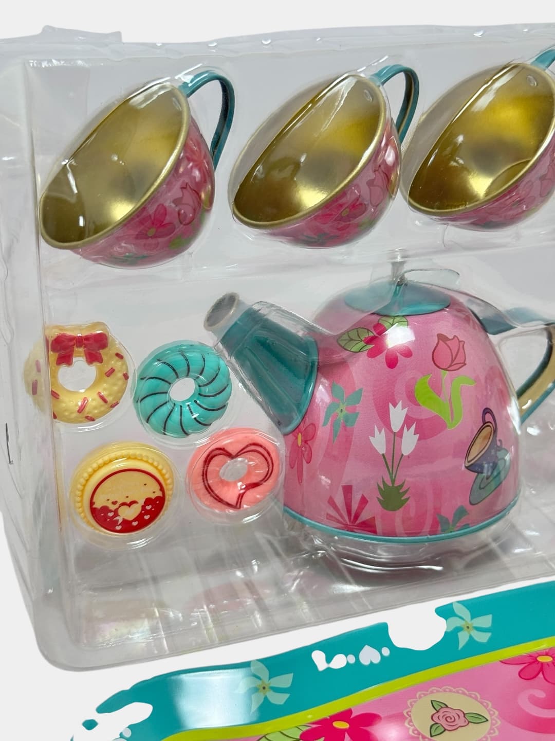 Детский чайный сервис Metal tea set металлический игровой набор посуды со сладостями — фото 4
