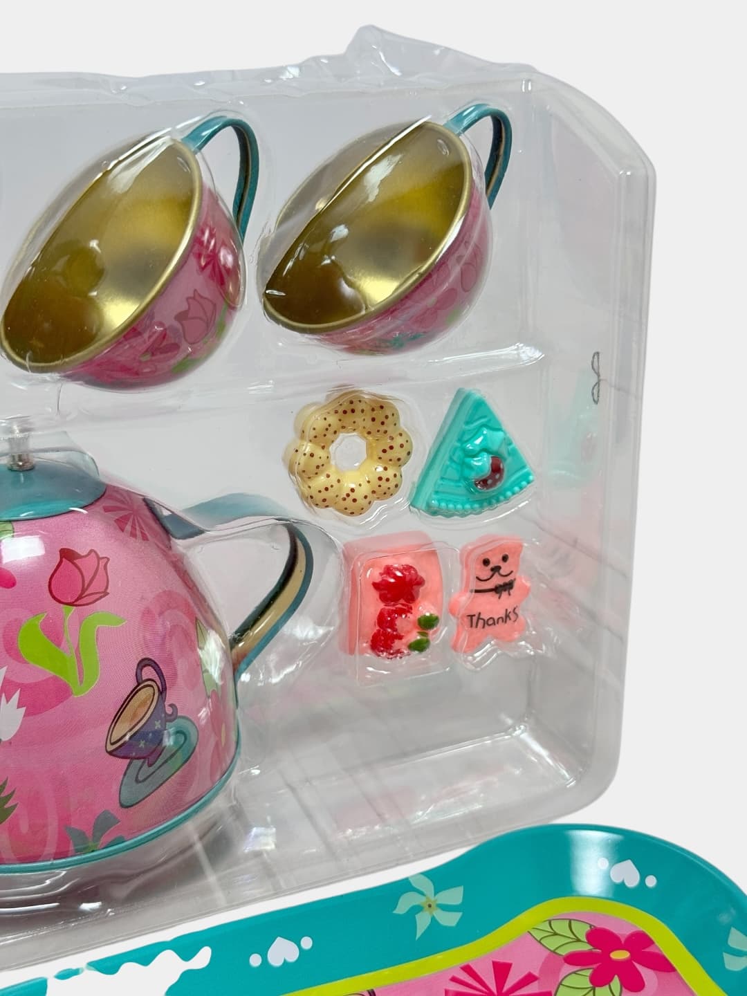 Детский чайный сервис Metal tea set металлический игровой набор посуды со сладостями — фото 5