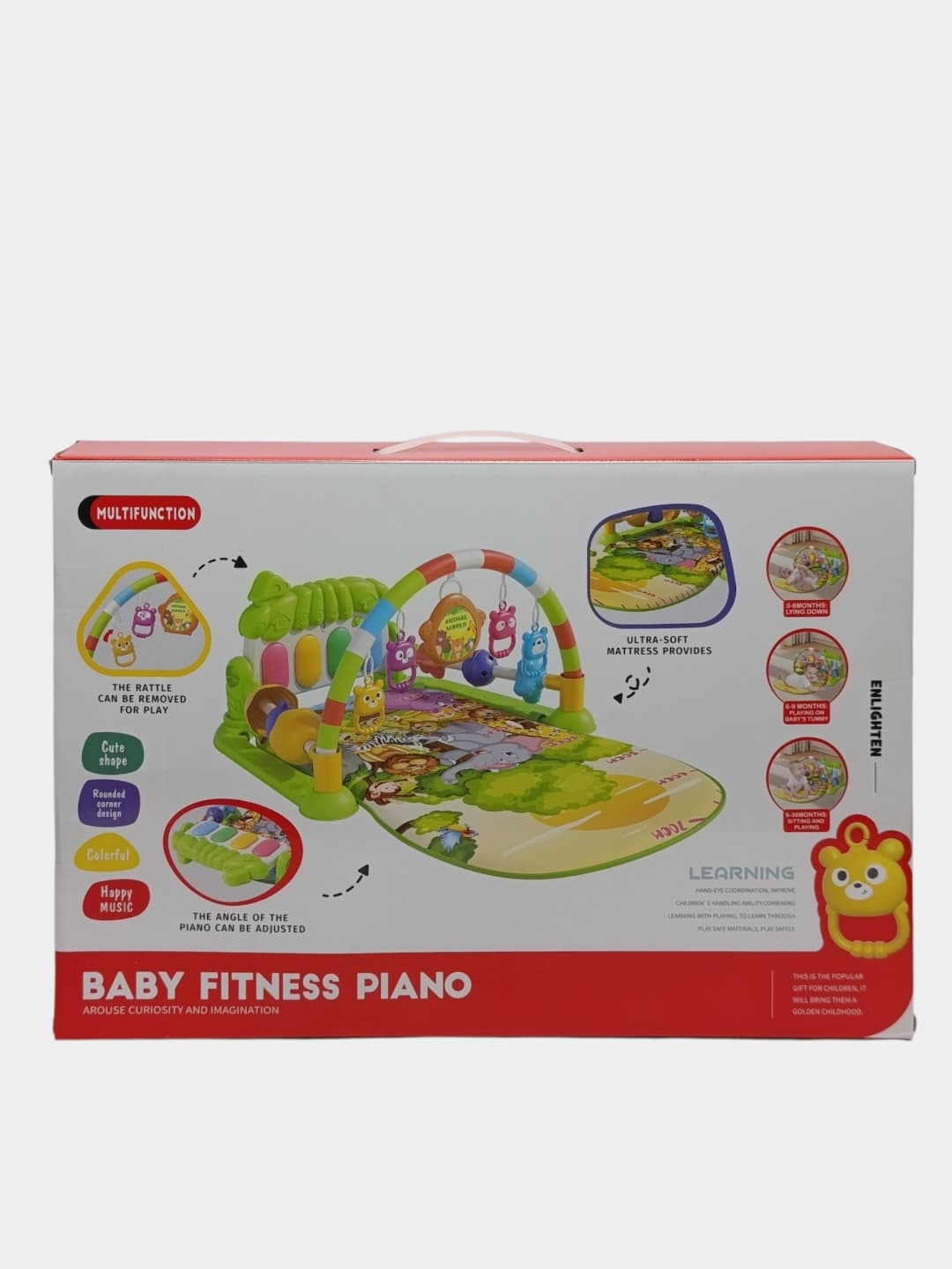Развивающий коврик пианино Baby Fitness Piano с дугой и погремушками для малышей — фото 2