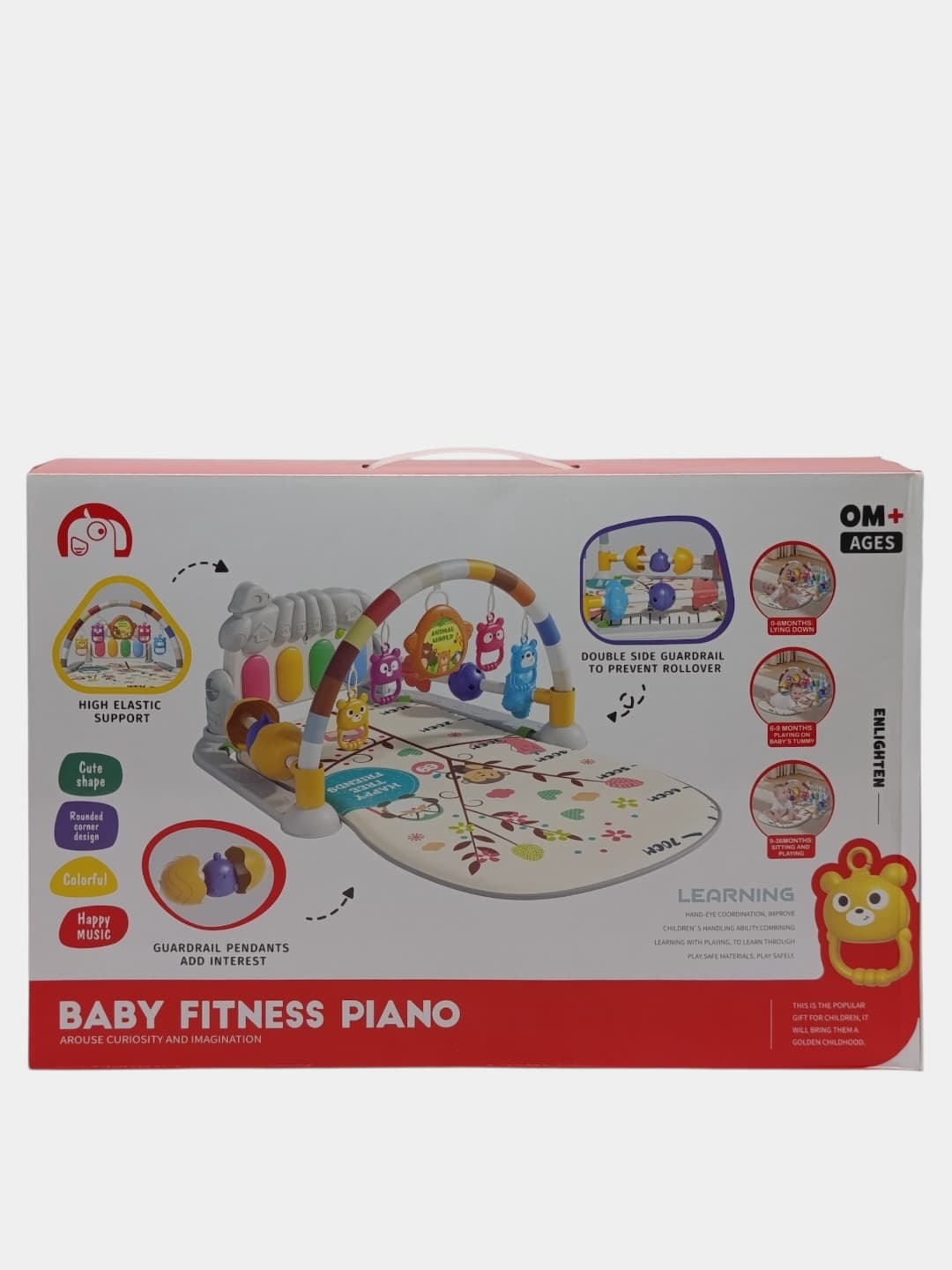 Развивающий коврик пианино Baby Fitness Piano с дугой и погремушками для малышей — фото 3