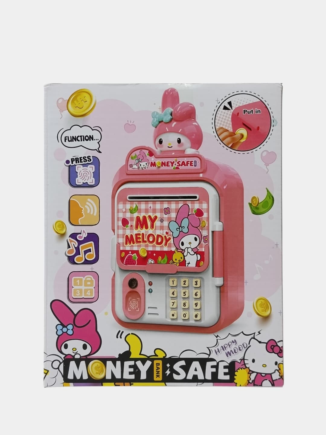 Интерактивный сейф Kurumi Sanrio, Сенсорный кодовый замок, Для детей 3+ лет, Свет и звук — фото 3