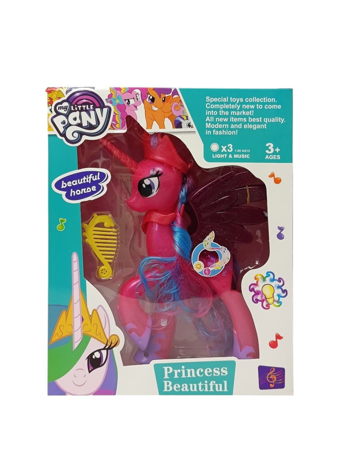 Фигурка Пони Princess Beautiful музыкальная со светом и расческой для девочек — фото 2