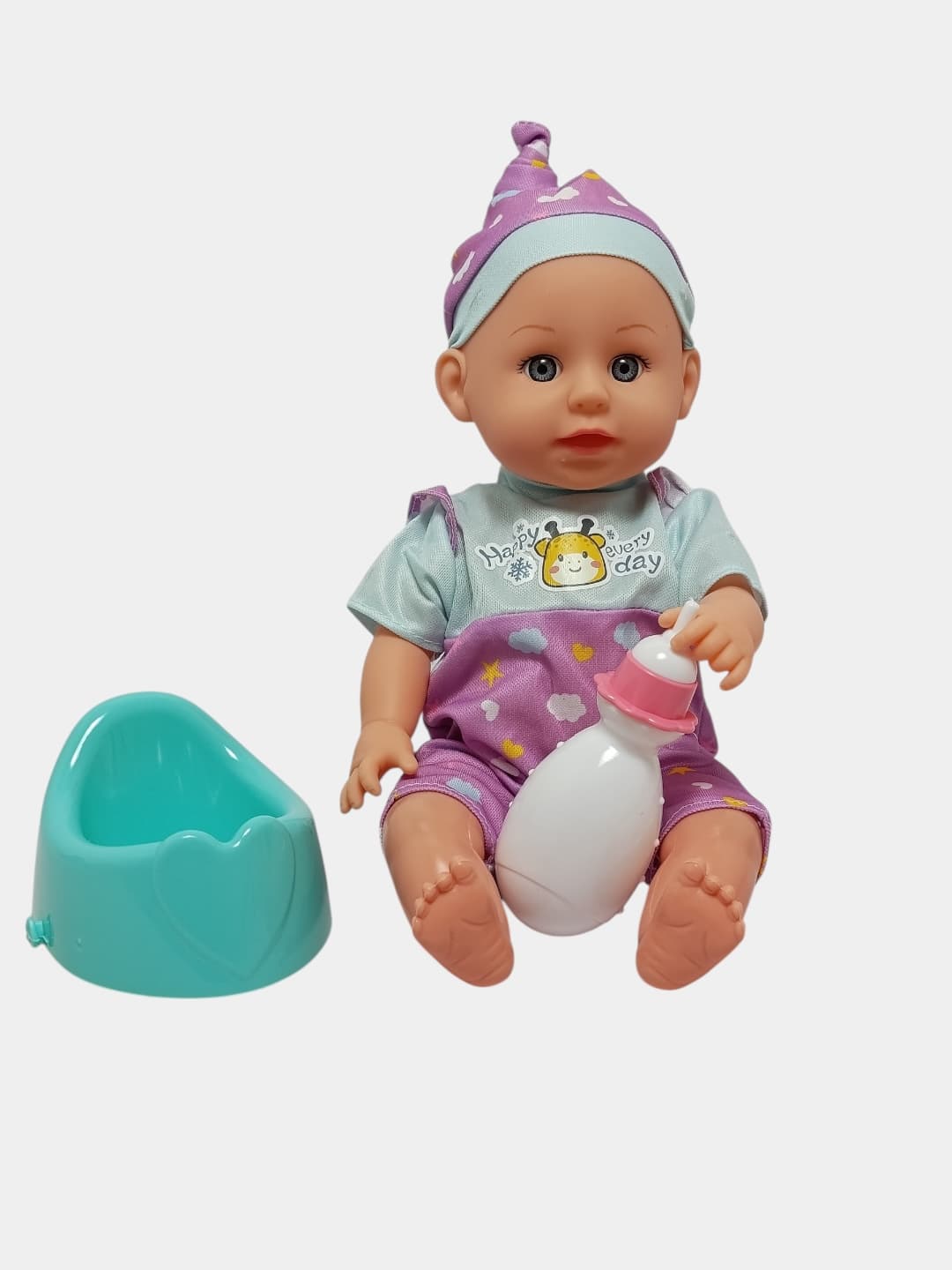 Кукла пупс с горшком и бутылочкой в одежде, игровой набор для девочек — фото 2