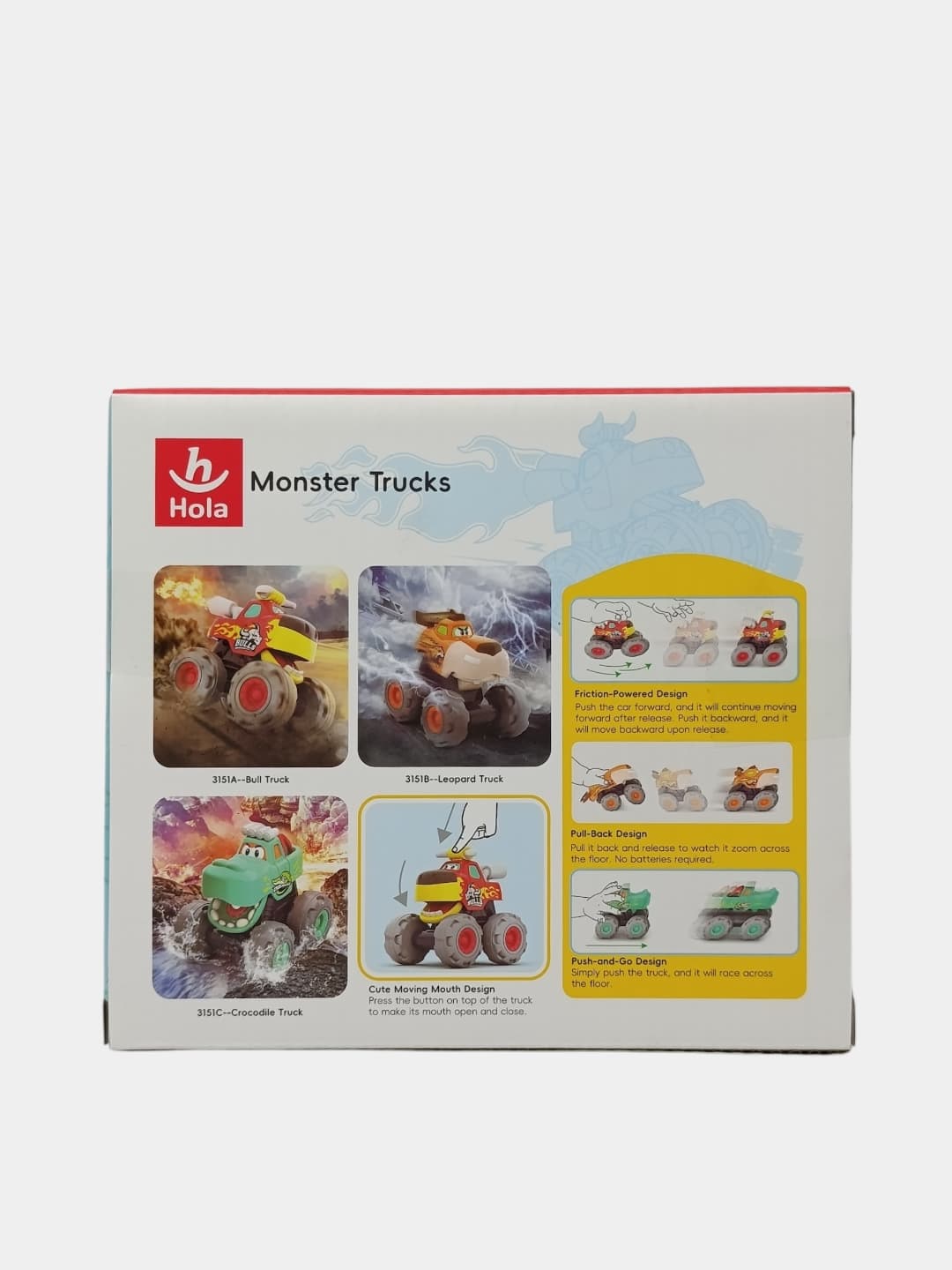 Инерционная машинка Hola Monster trucks Леопард с открывающейся пастью, бигфут для детей — фото 3