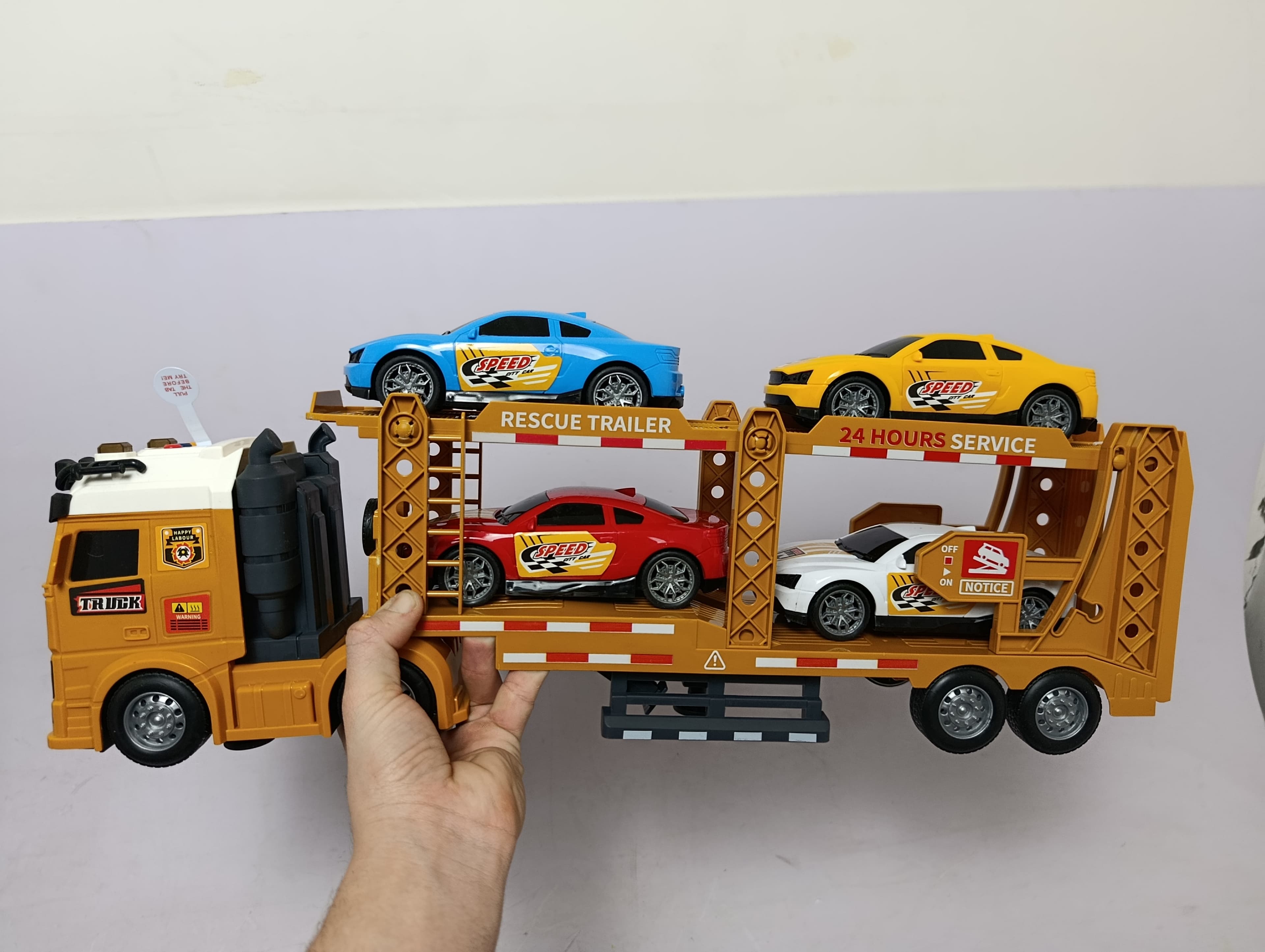 Игрушечный авто трейлер для детей, ударопрочный пластик — фото 5