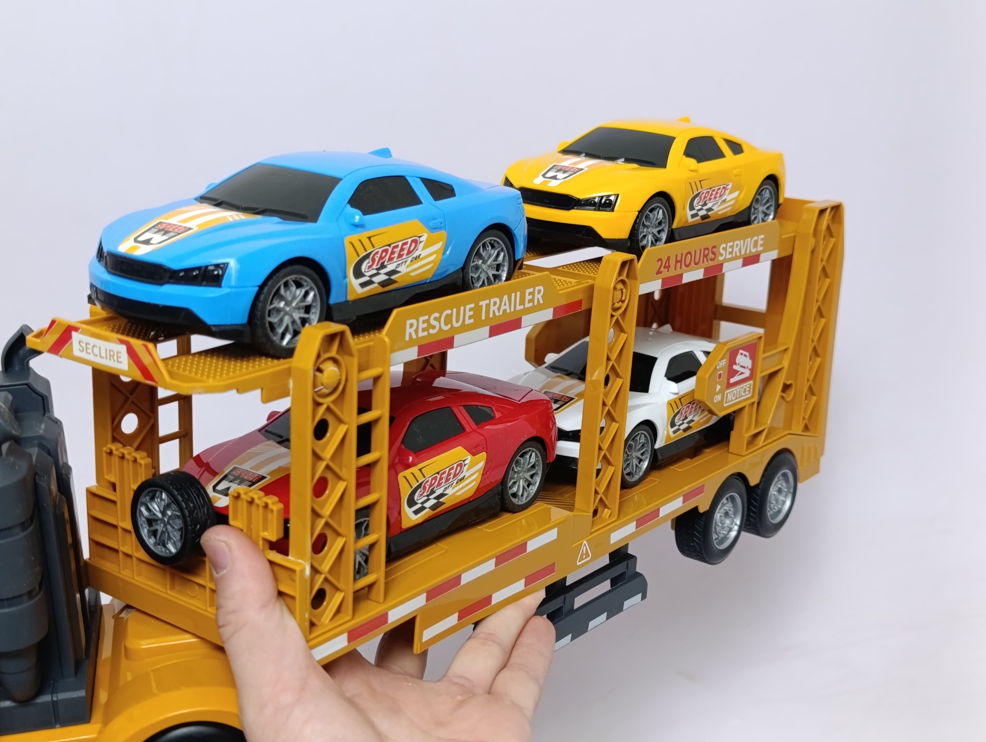 Игрушечный авто трейлер для детей, ударопрочный пластик — фото 7