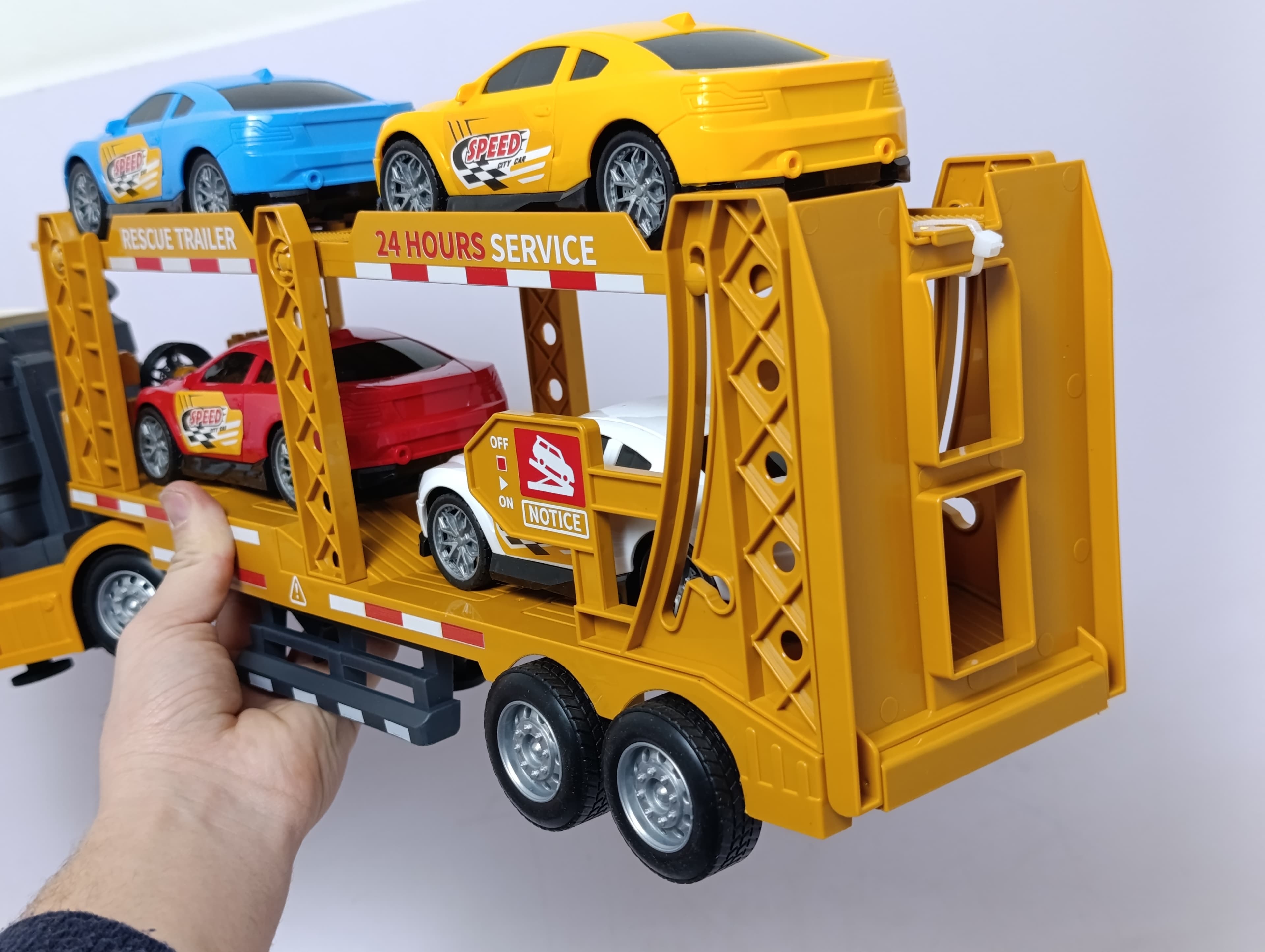 Игрушечный авто трейлер для детей, ударопрочный пластик — фото 8