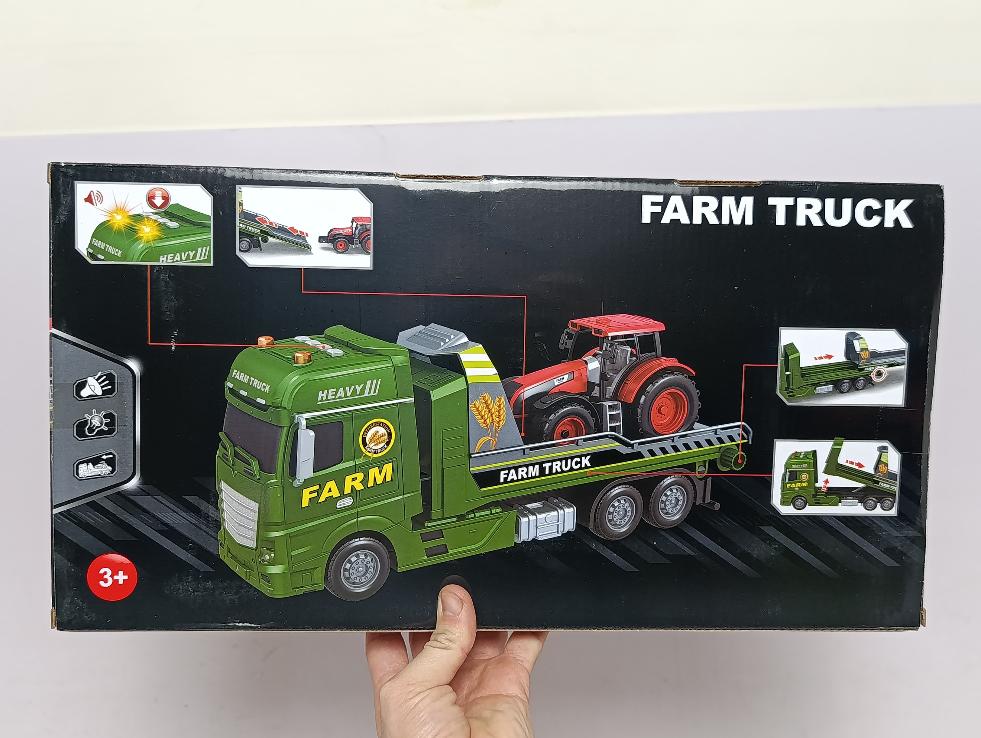 Машина эвакуатор с трактором Farm Truck, инерционный игровой набор со светом и звуком — фото 3