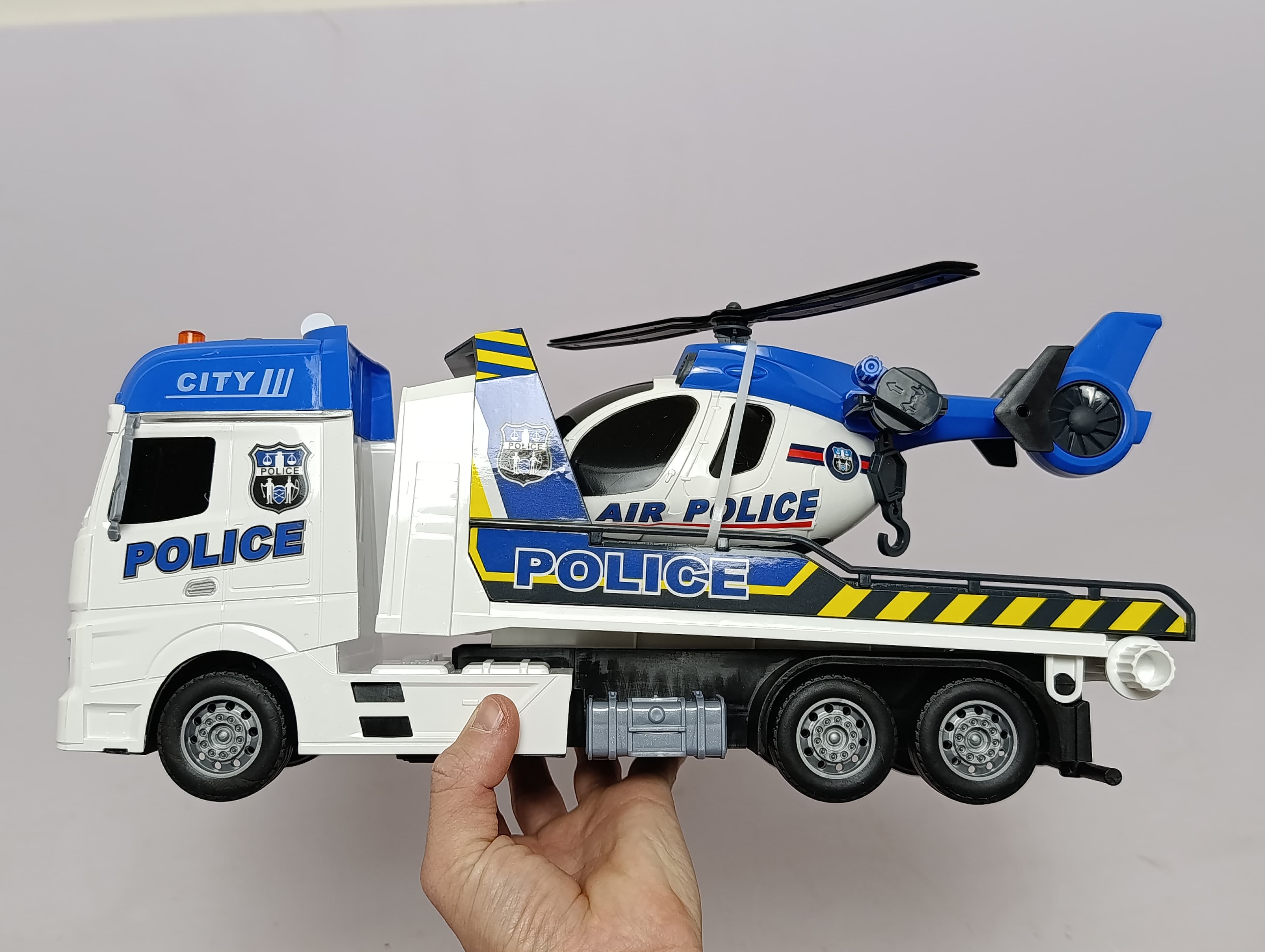 Машина полицейский эвакуатор и вертолет City Police, инерционный набор со светом и звуком — фото 11