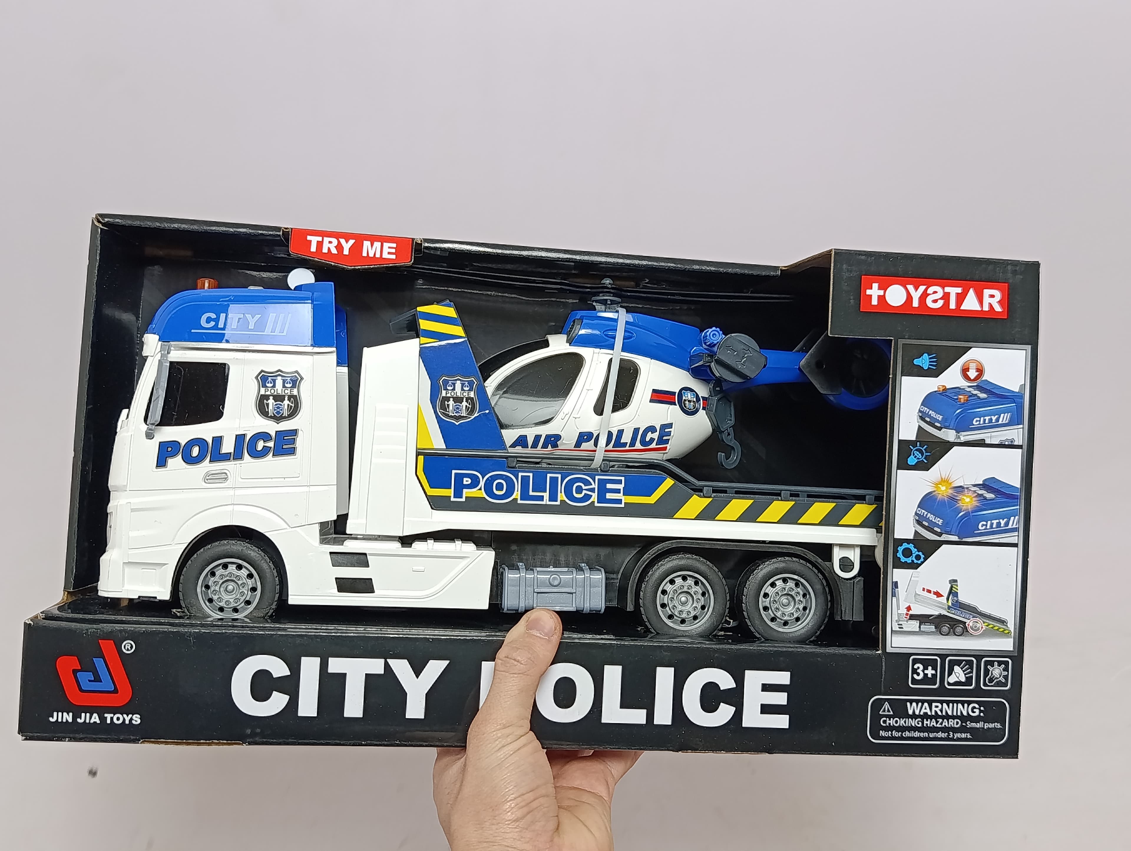 Машина полицейский эвакуатор и вертолет City Police, инерционный набор со светом и звуком — фото 2