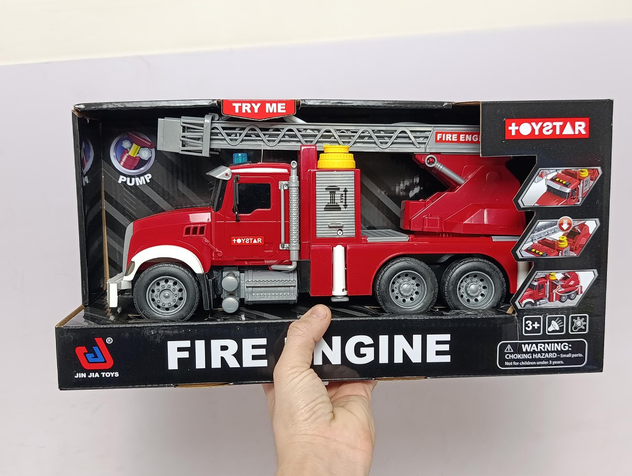 Пожарная машина 1:16 JIN JIA TOYS со светом, звуком и выдвижной лестницей для детей — фото 2