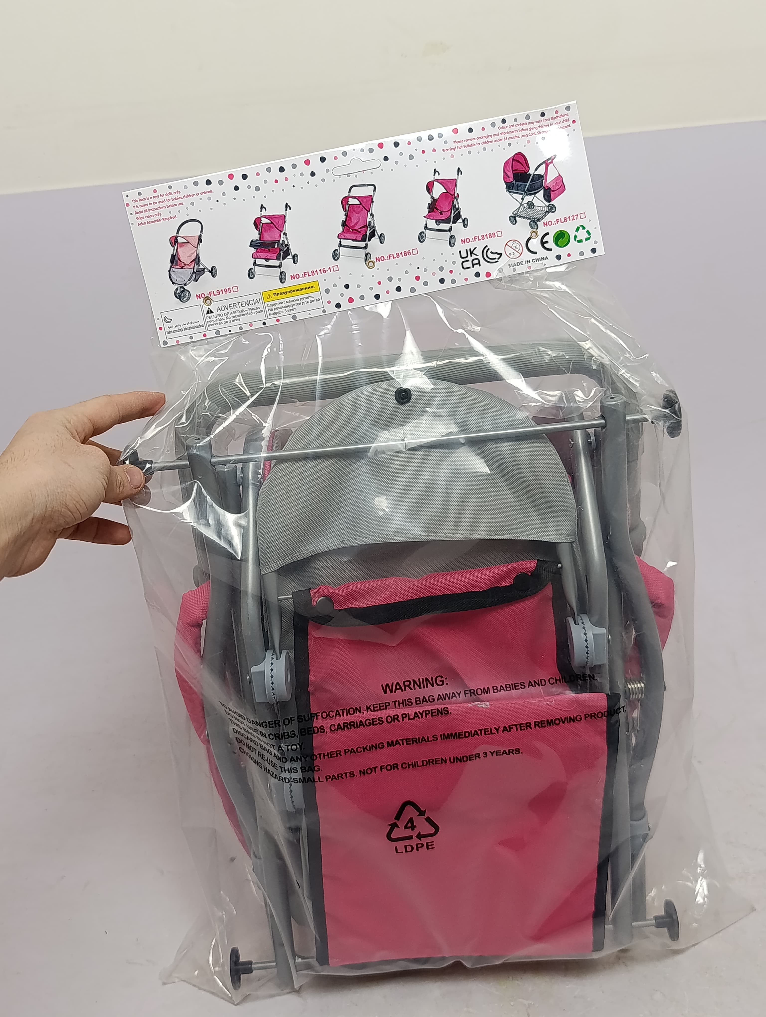 Игрушечная прогулочная коляска для кукол FL8166-1 для девочек — фото 3