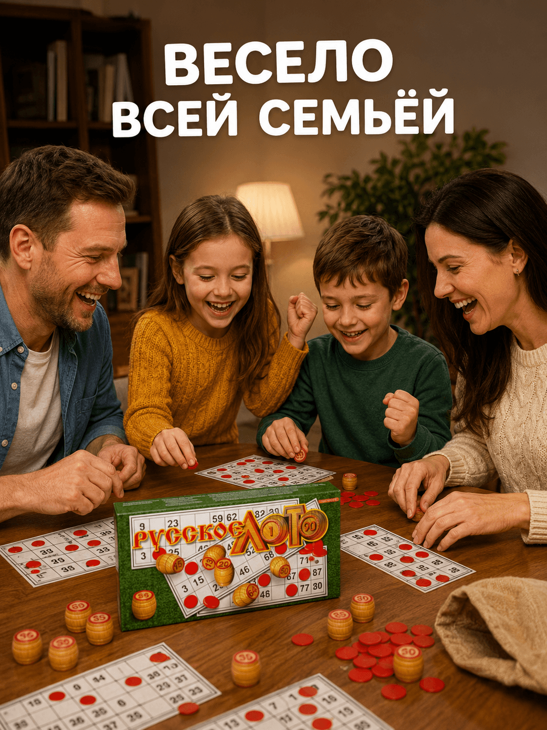 Настольная игра Русское лото с деревянными бочонками для всей семьи и компании — фото 4