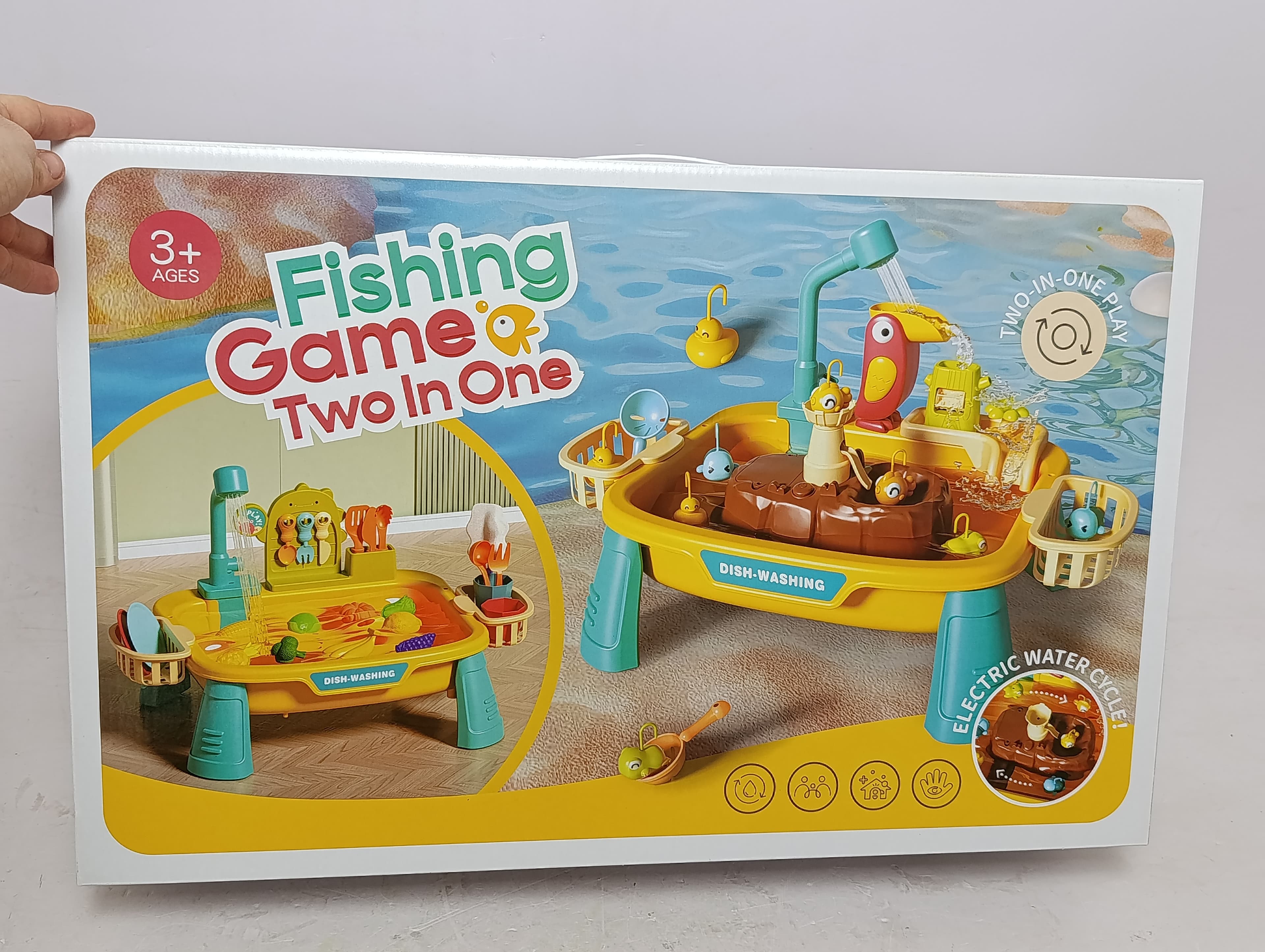 Электрическая кухонная мойка с циркуляцией воды и рыбалка Fishing Game, желтая — фото 3