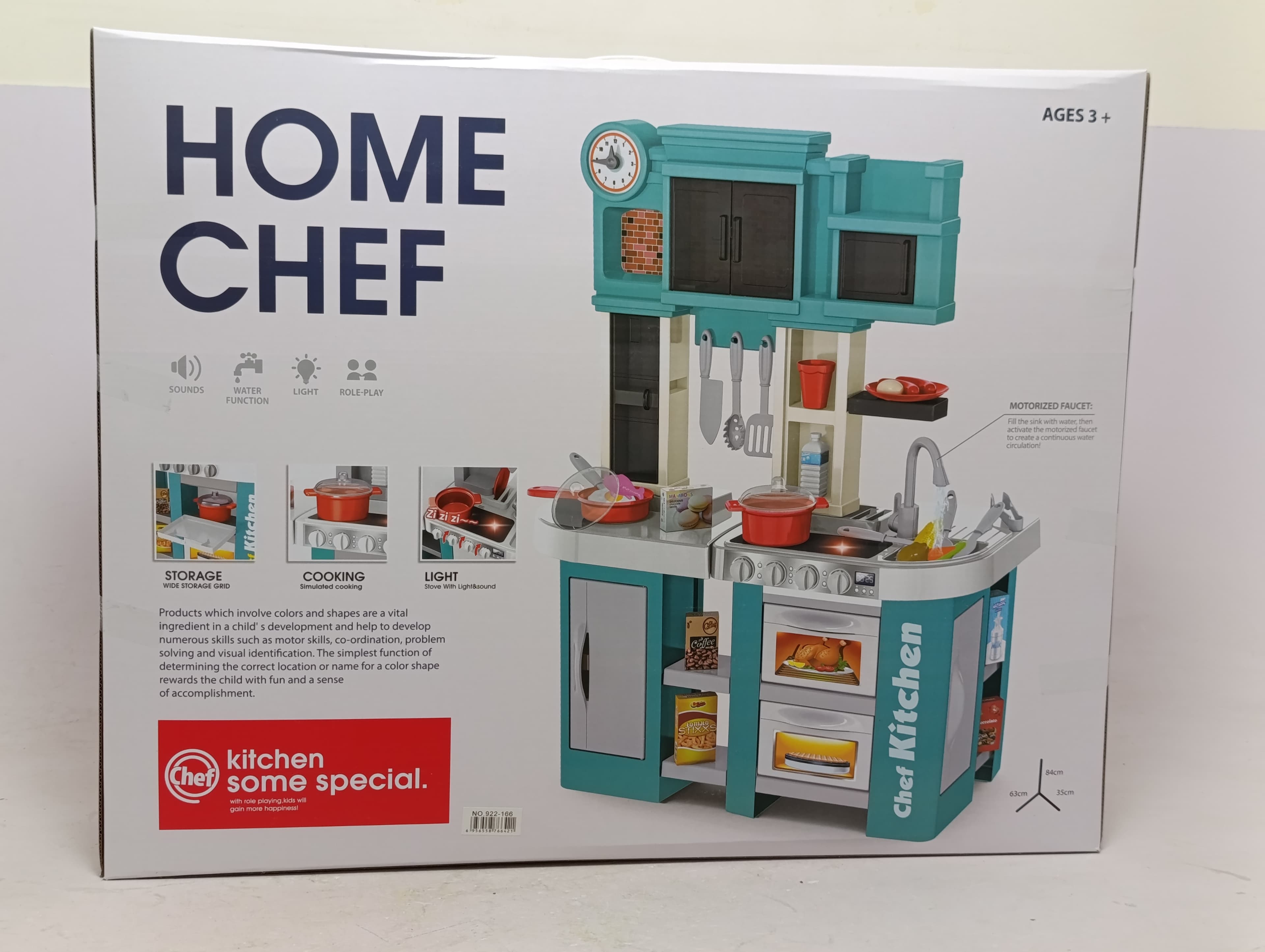 Игровая кухня Home Chef с водой, светом и звуком, 60 предметов, бирюзовая — фото 6