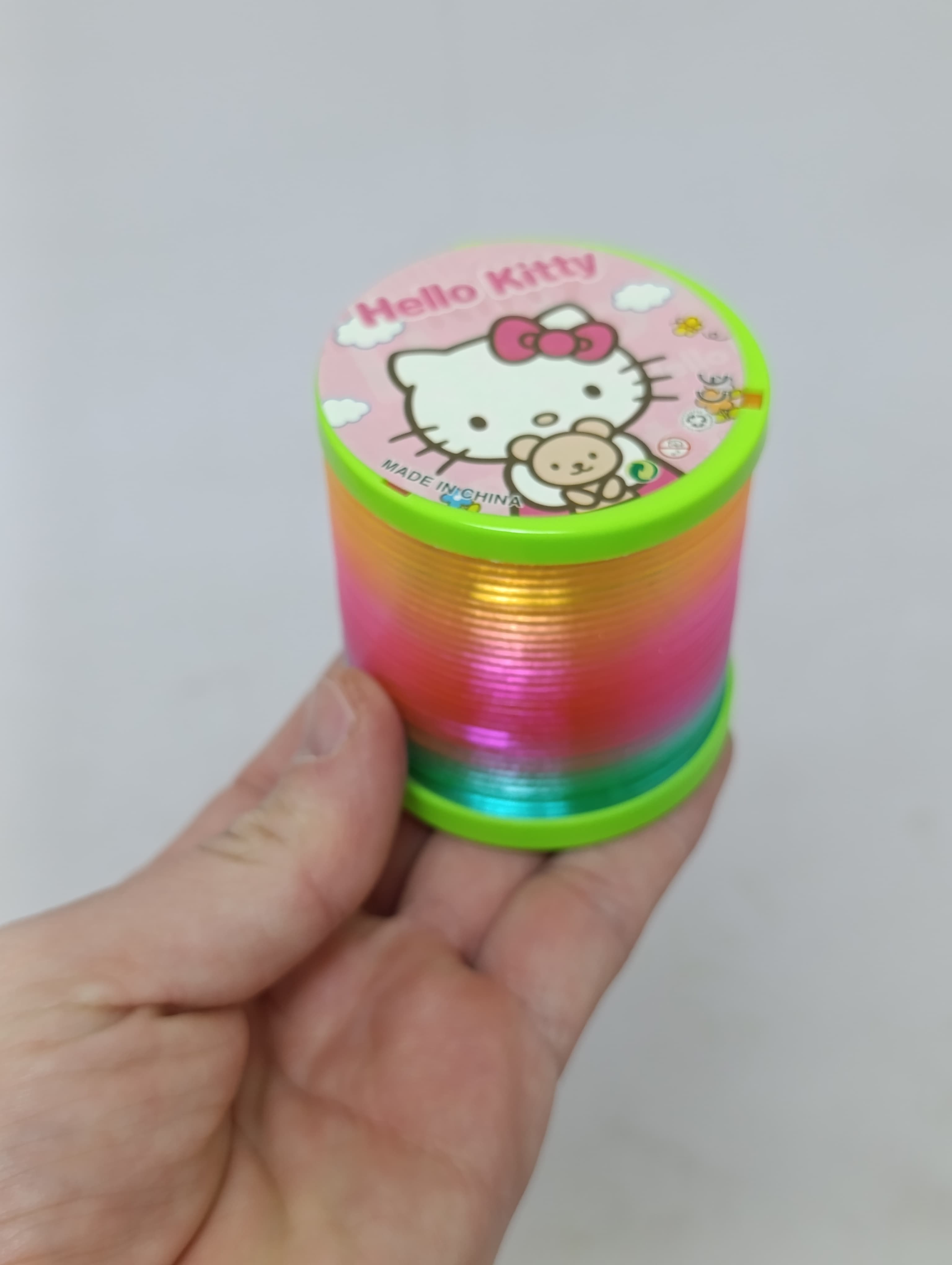 Игрушка-антистресс пружинка Радужные кольца Hello Kitty, шагающая для детей