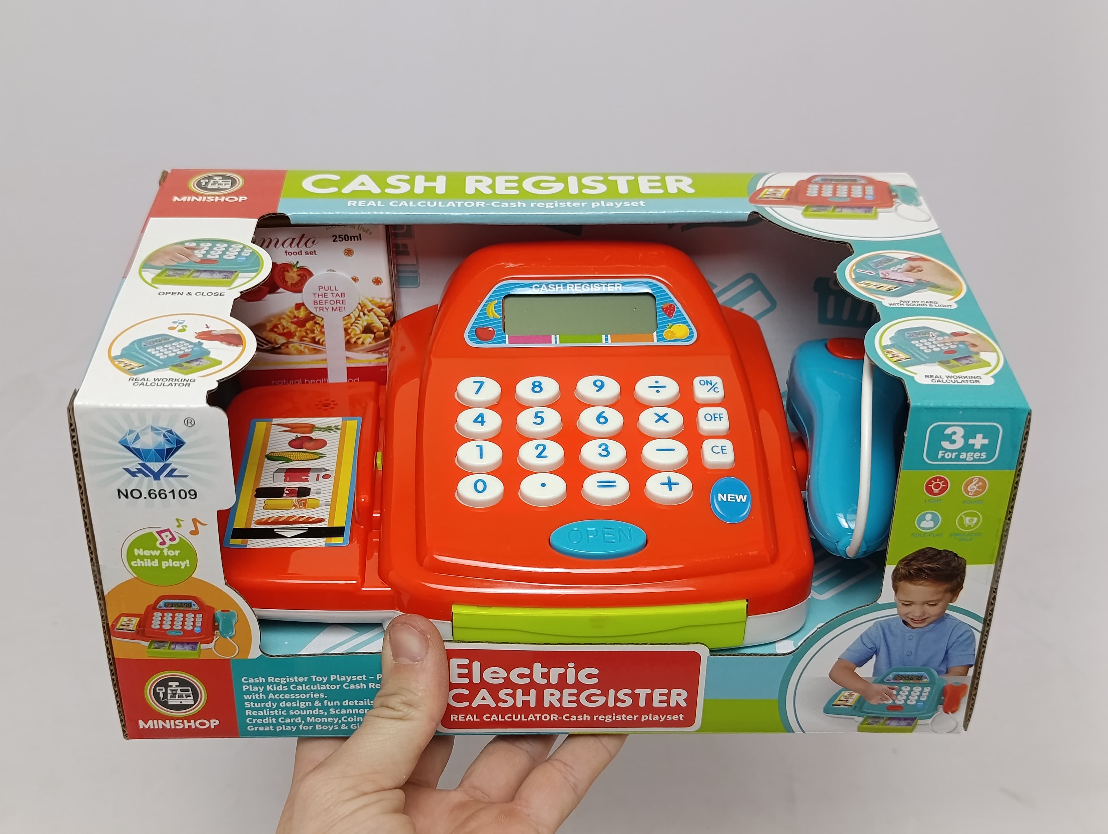 Умная касса MINISHOP со светом и звуком, калькулятор, сканер, батарейки в комплекте — фото 2