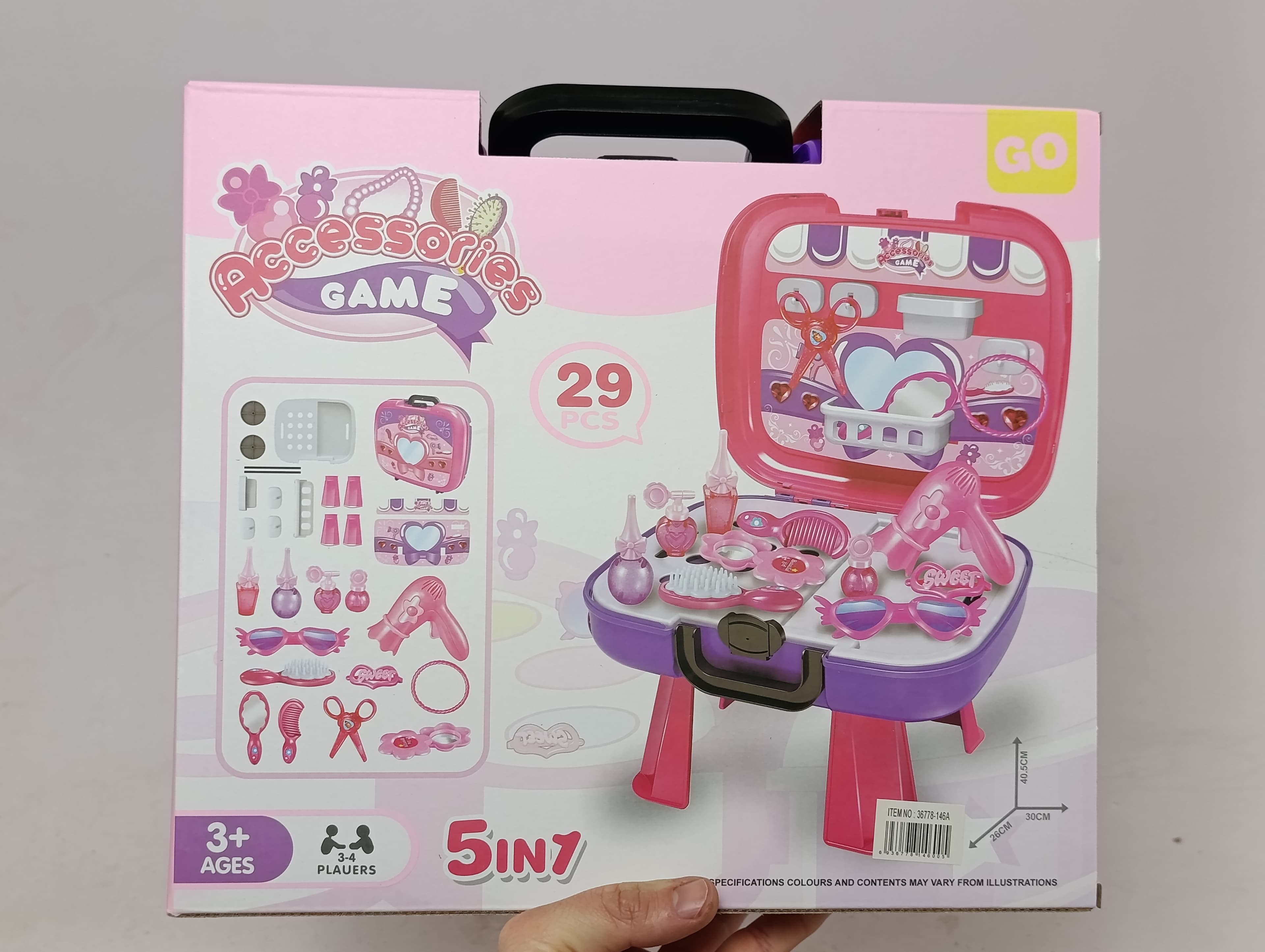 Чемоданчик с украшениями 5 в 1 Accessories Game, 29 деталей, игровой набор для девочек — фото 3