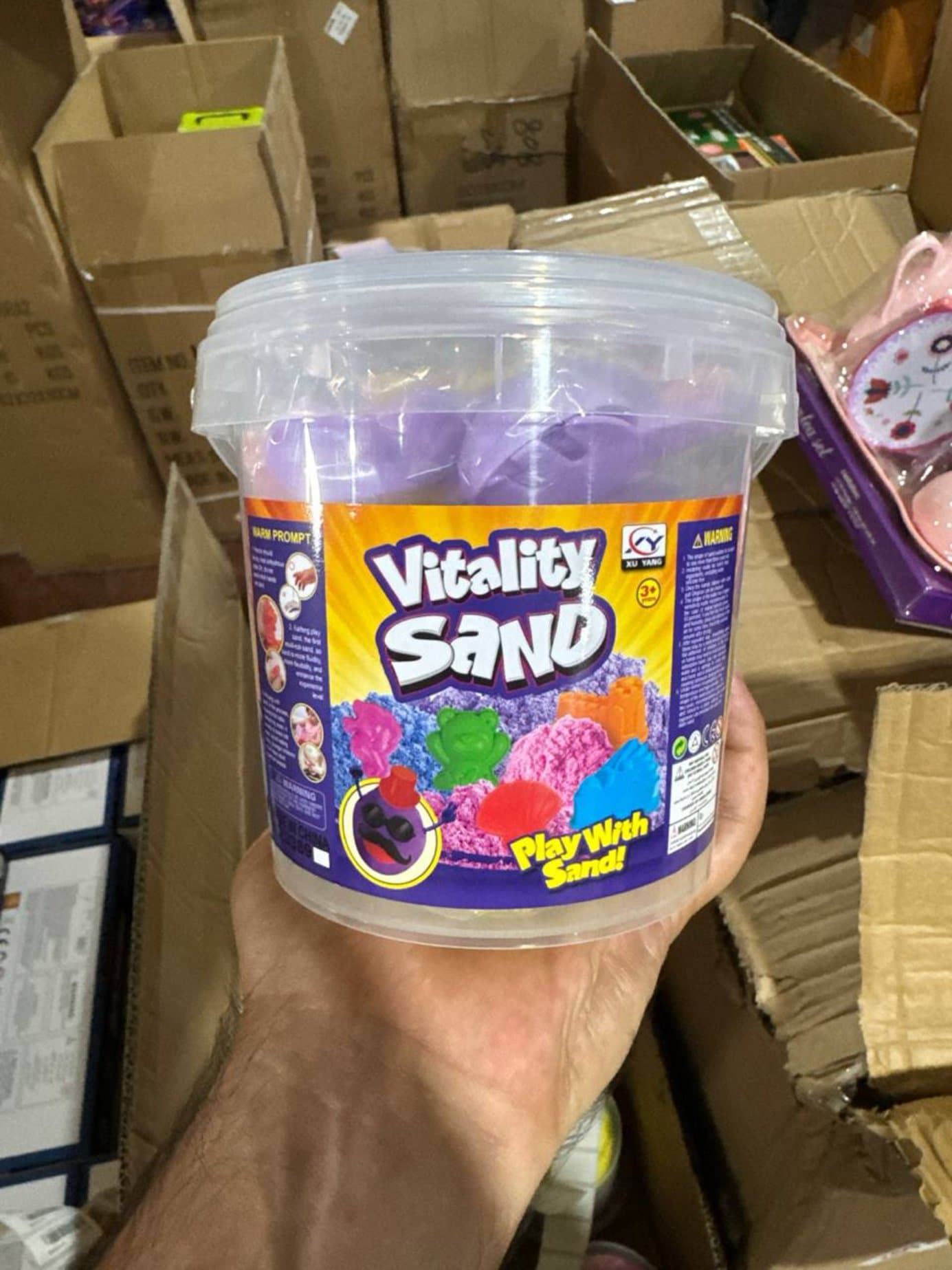Кинетический песок Vitality Sand, набор с формочками в ведре, для детей