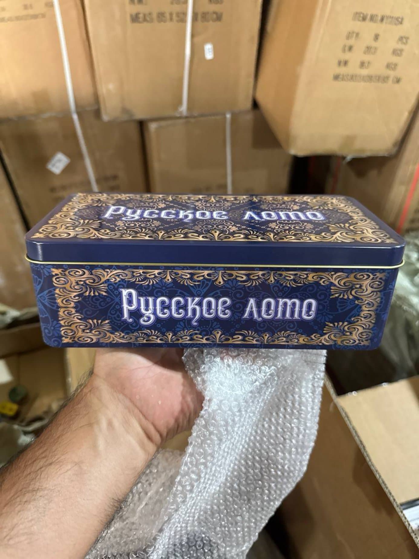 Настольная игра Русское лото в жестяной коробке, с деревянными бочонками — фото 3