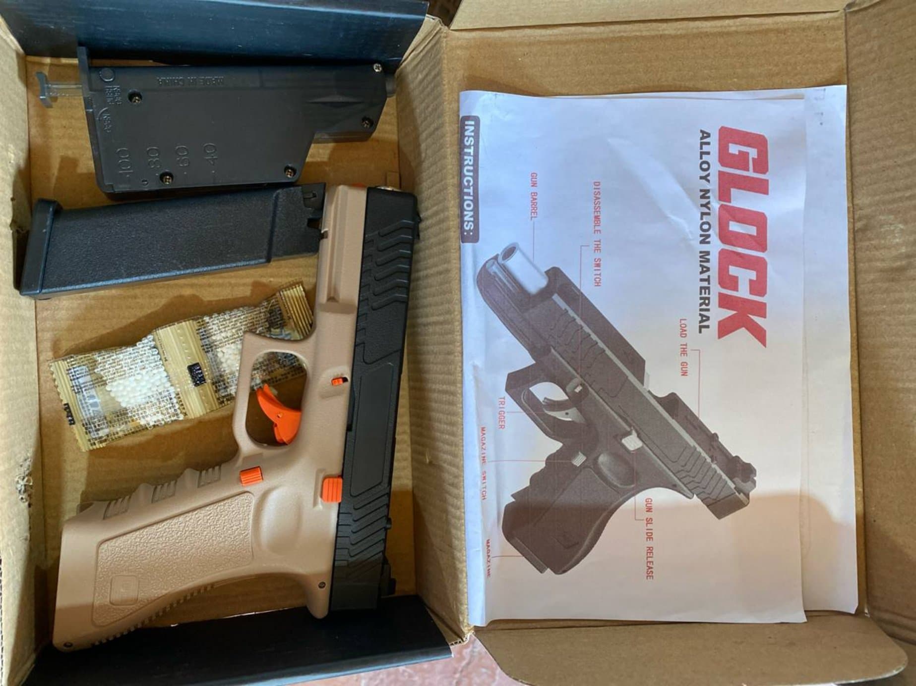 Электрический орбиз-пистолет Glock из нейлона на аккумуляторе, гидробол для игр — фото 3