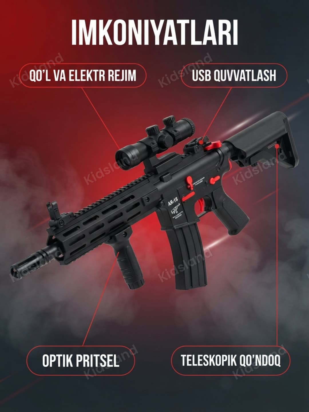 Орбиз автомат AR15 Гадюка, Нейлоновый корпус, Для гидробола — фото 2