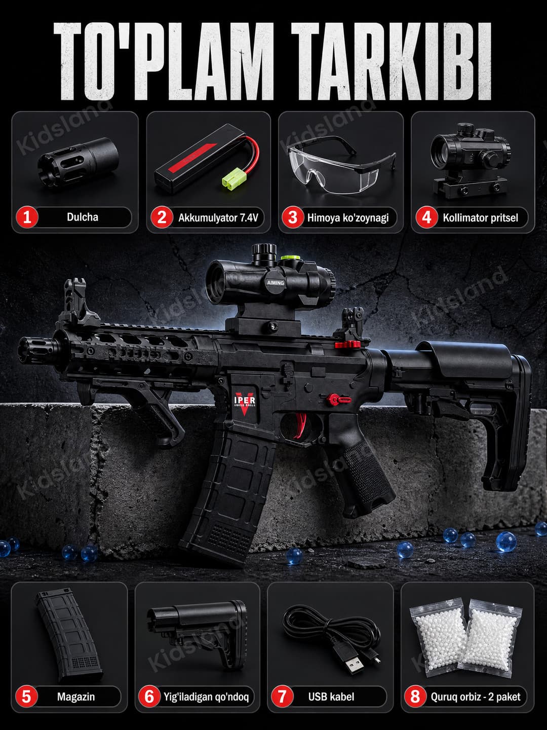 Орбиз автомат AR15 Гадюка, Нейлоновый корпус, Для гидробола — фото 5