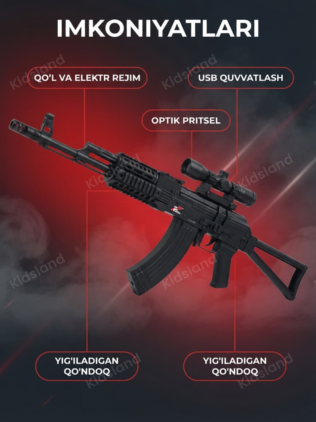 Орбиз-автомат M762 нейлоновый на аккумуляторе с оптическим прицелом — фото 2