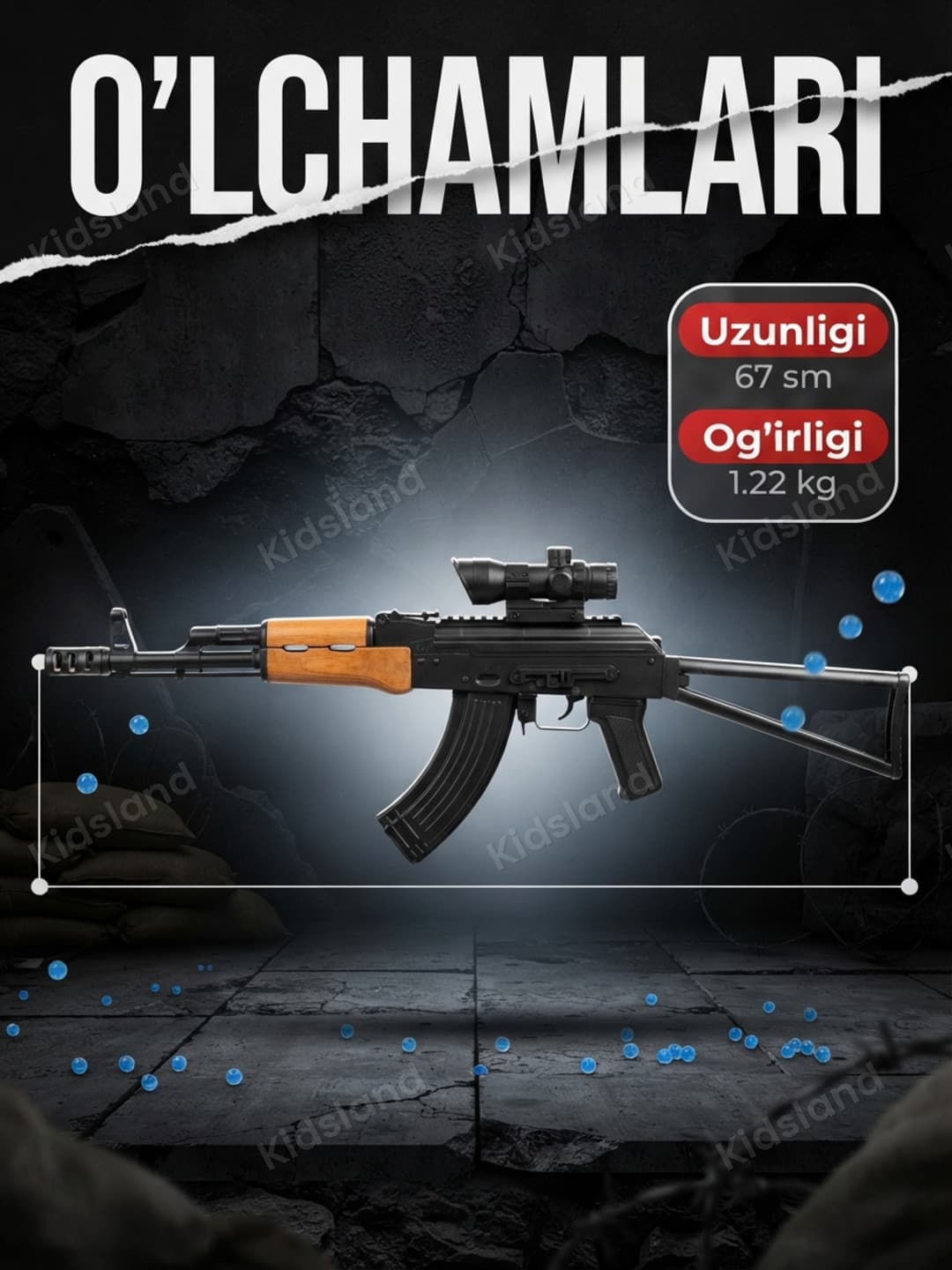 Орбиз-автомат AK-74U нейлоновый тактический на гидрогелевых шариках для подростков — фото 3