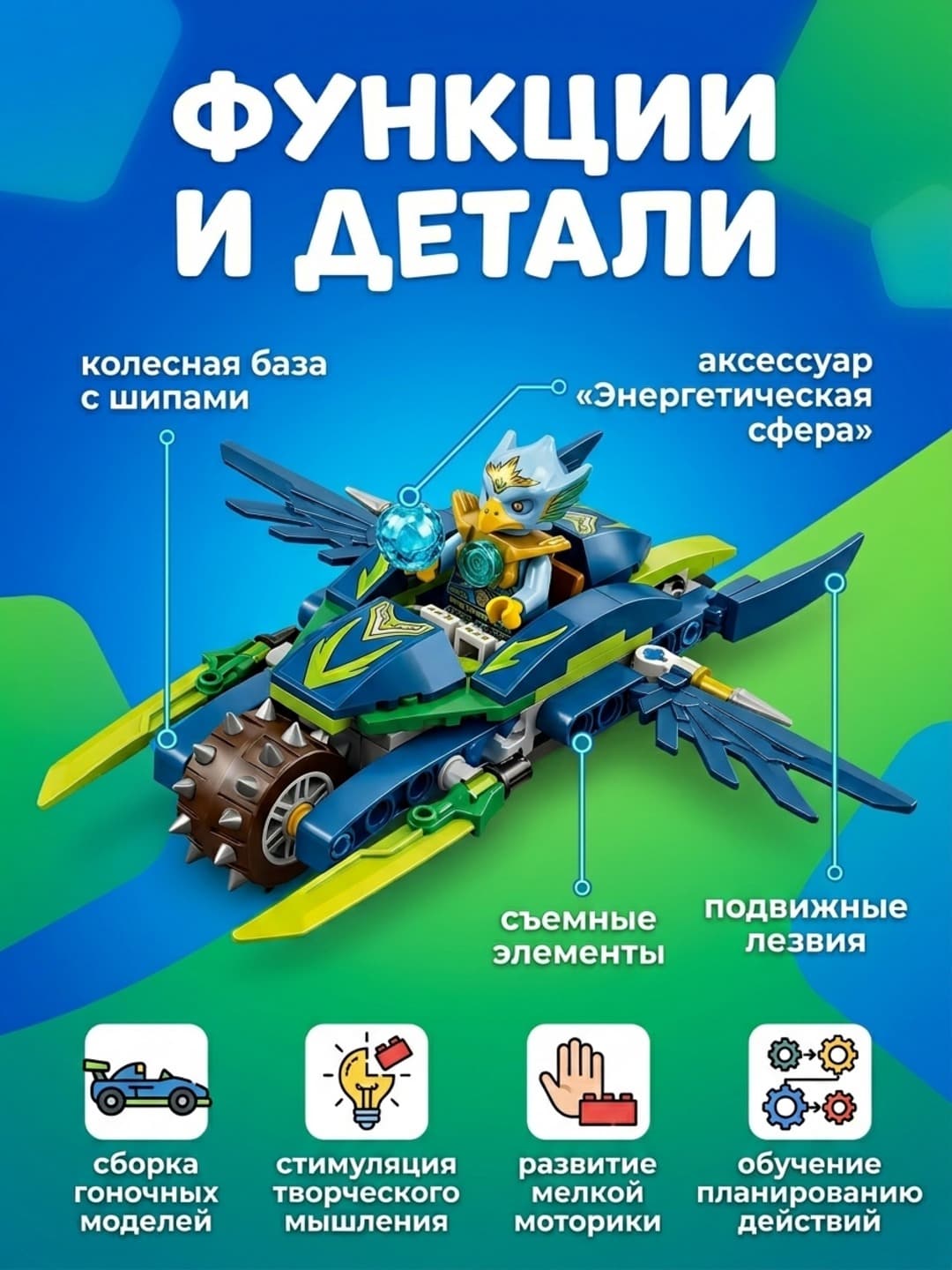 Конструктор Chima Speedorz развивающий, для детей от 6 лет, 106 деталей. — фото 3