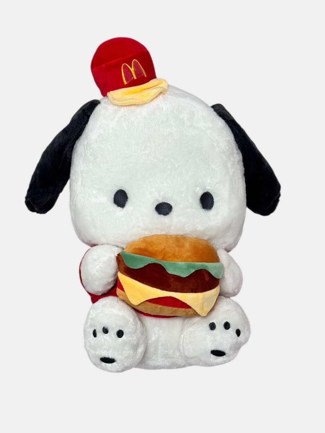 Мягкая игрушка Почако с гамбургером Sanrio Pochacco в униформе, 44 см — фото 2