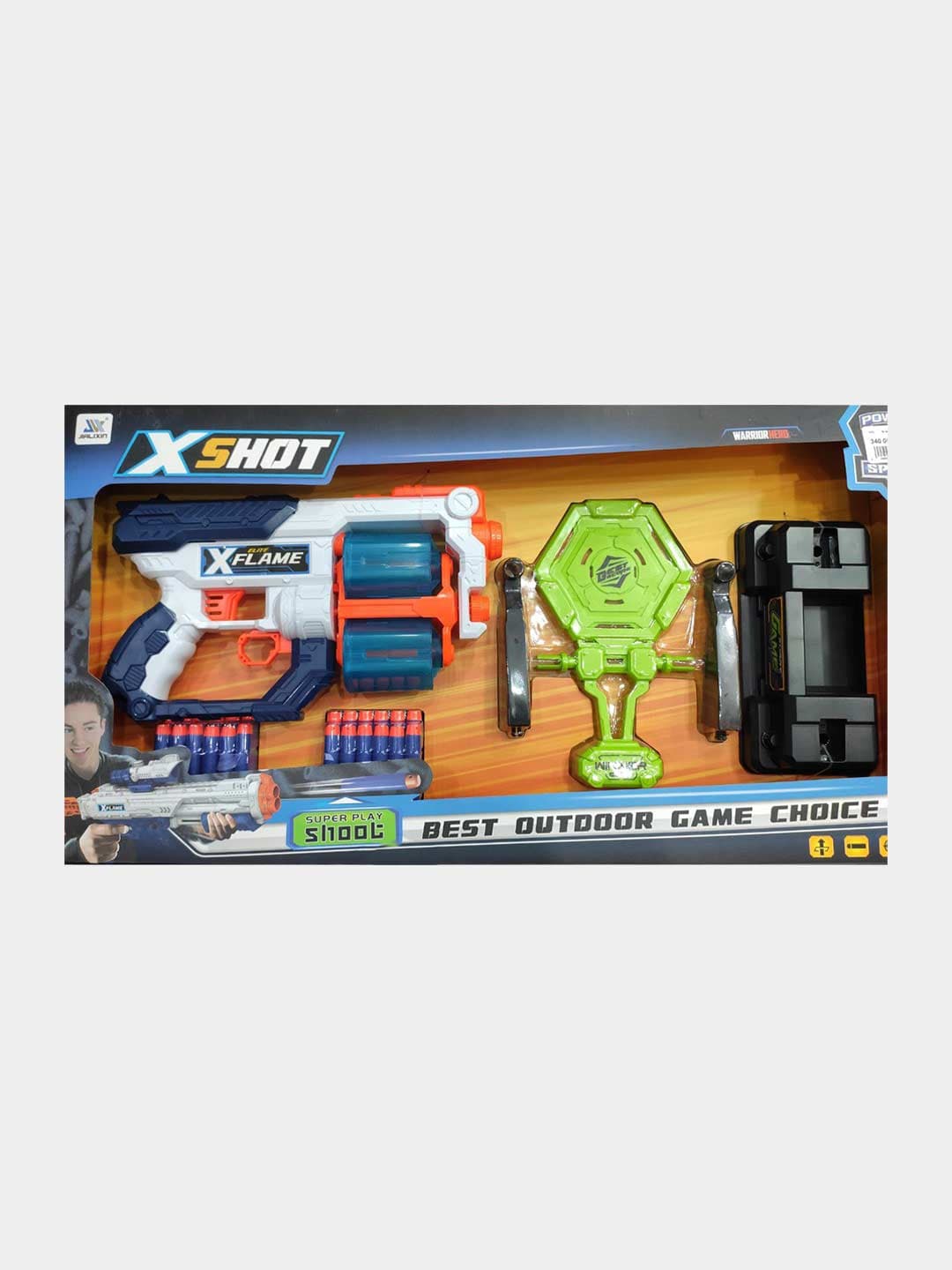 Бластер X-Shot Elite X Flame с мишенью и мягкими дротиками, игровой набор Warrior Hero
