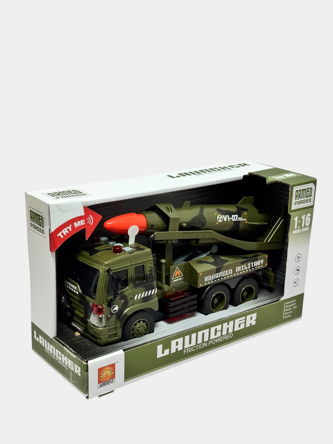 Машина ракетница военная Launcher инерционная со светом и звуком 1:16