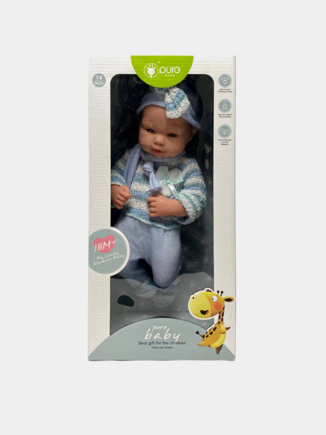 Пупсик Pure Baby реалистичная кукла в одежде, 36 см