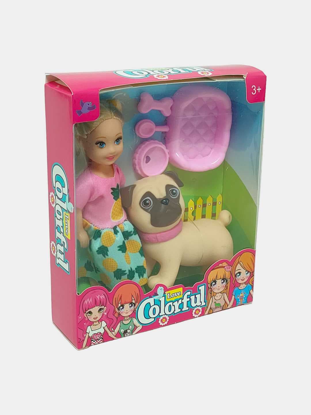 Игровой Набор Кукла с Собачкой Мопс, Для Сюжетных Игр, Ролевое Моделирование
