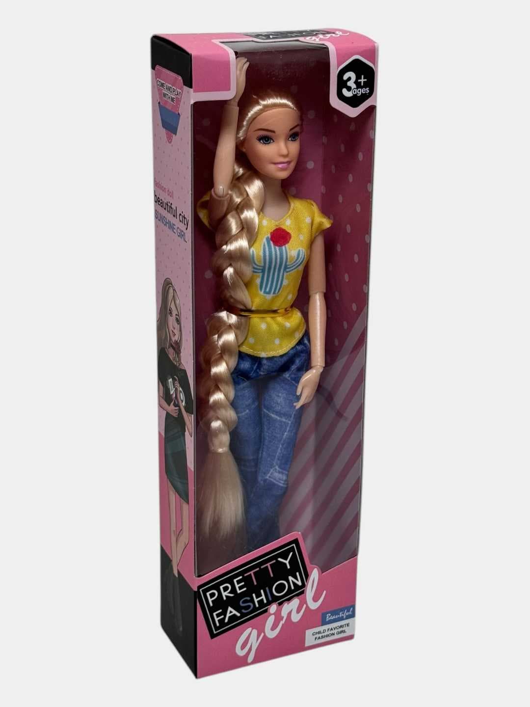 Кукла Pretty Fashion 30 см модная игрушка для девочек с желтой футболкой.