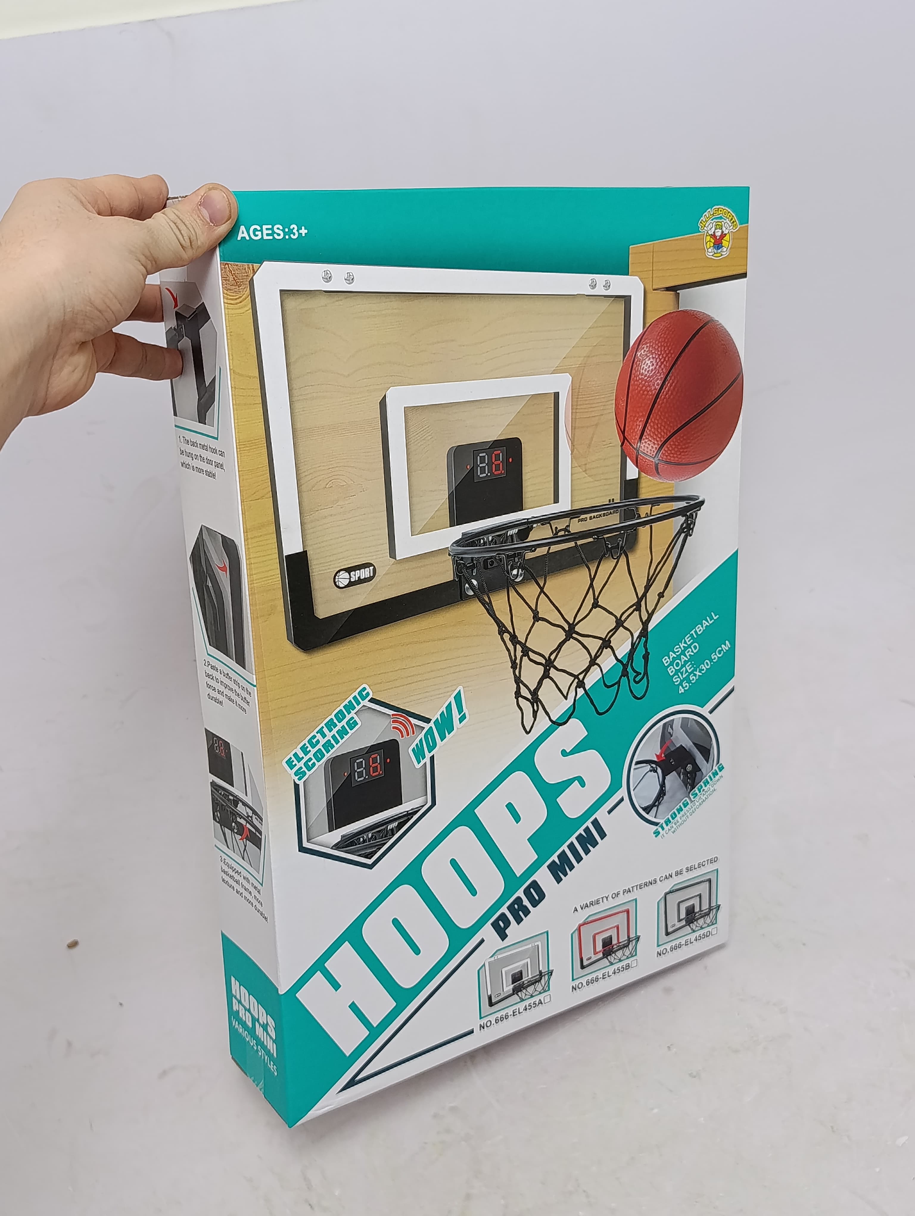 Баскетбольный щит и мяч HOOPS PRO MINI с электронным табло и кольцом на дверь