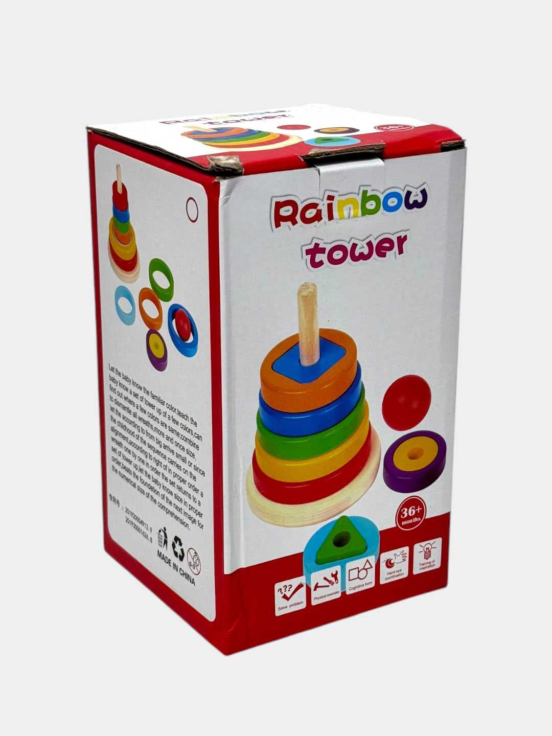 Деревянная пирамидка Rainbow Tower развивающая для детей