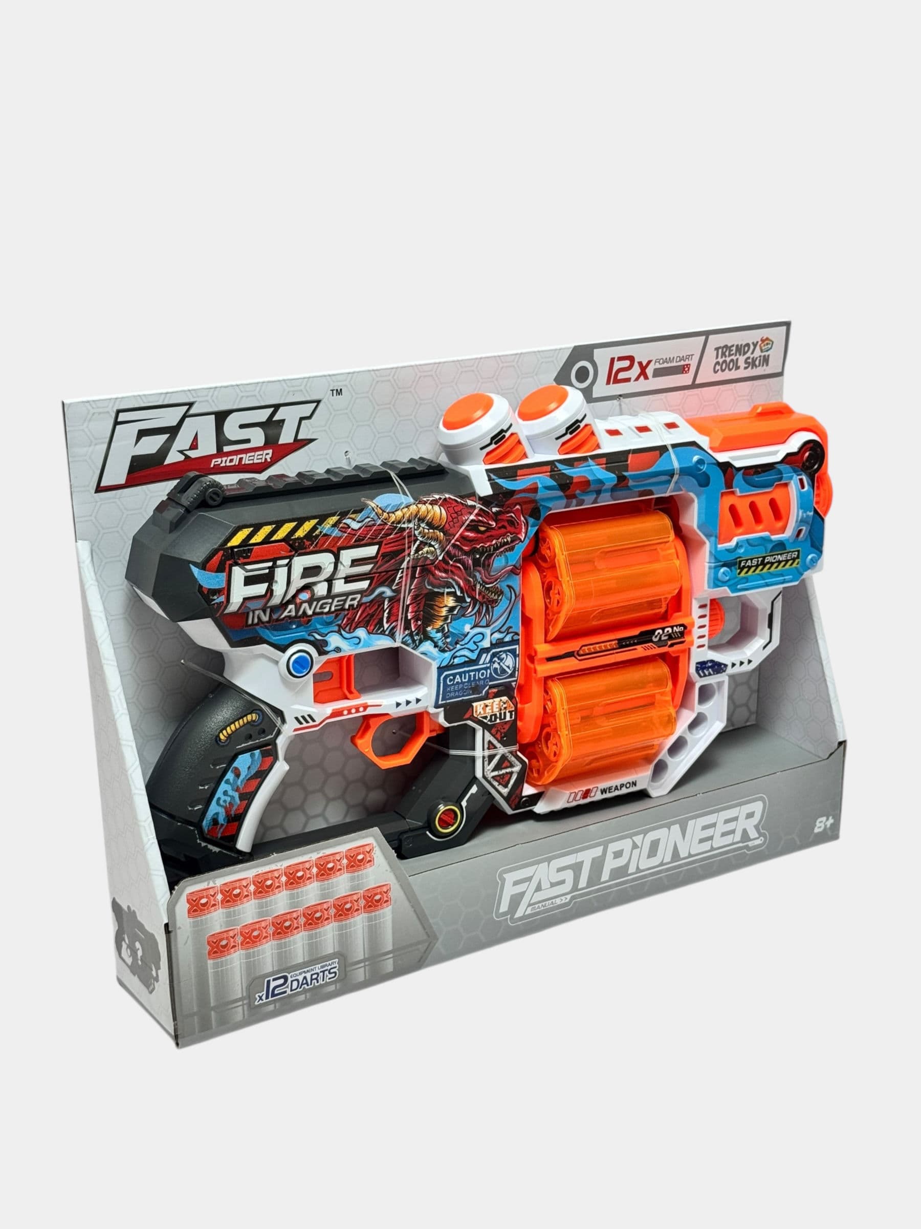 Бластер Fast Pioneer с вращающимся барабаном и мягкими пулями 12 шт