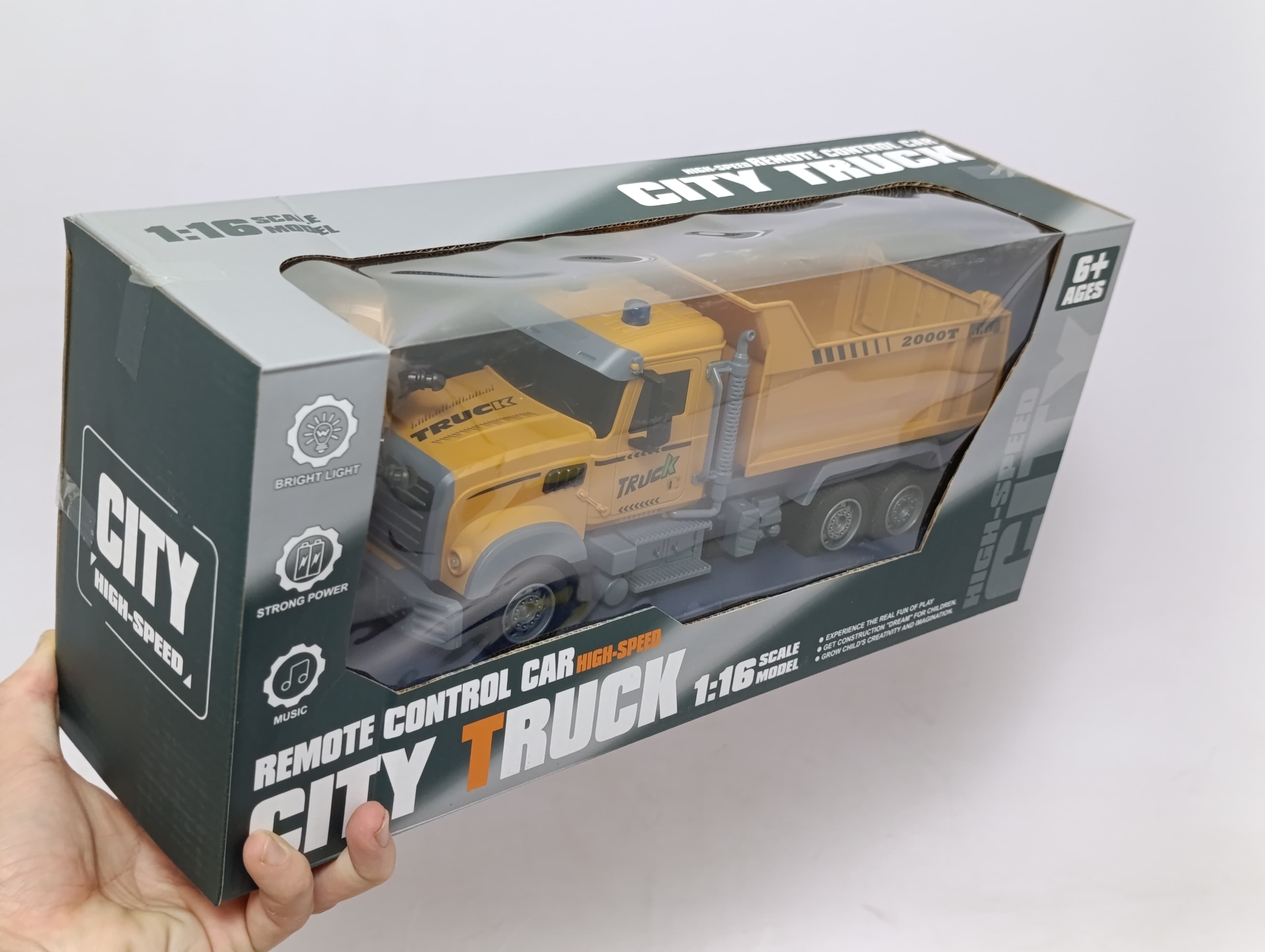 Радиоуправляемый самосвал City Truck 1:16, свет и звук, игрушечный грузовик на аккумуляторе
