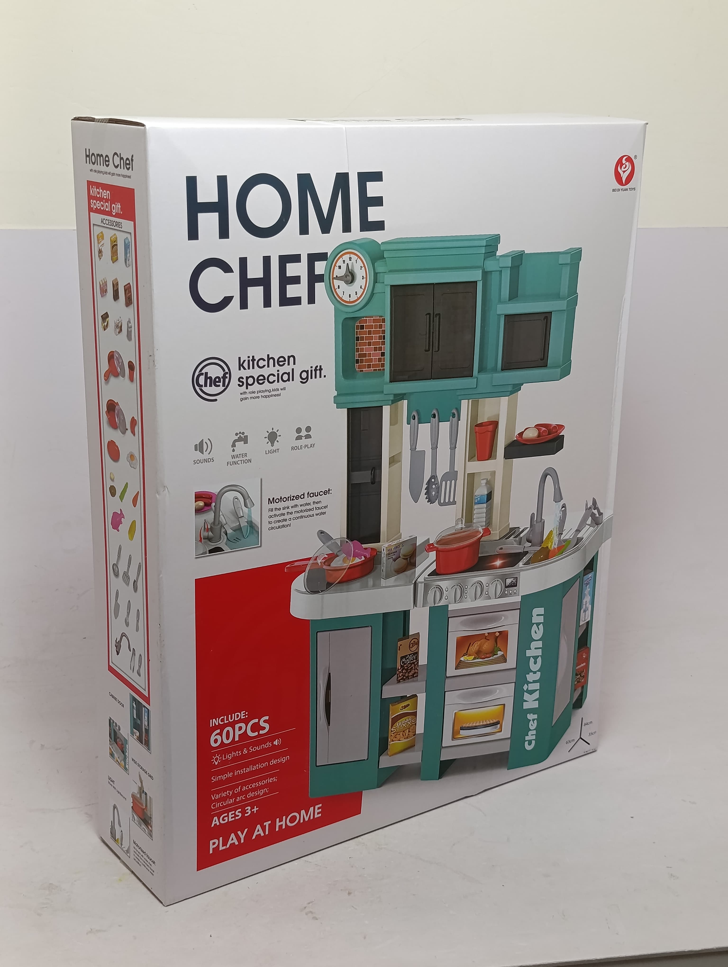 Игровая кухня Home Chef с водой, светом и звуком, 60 предметов, бирюзовая