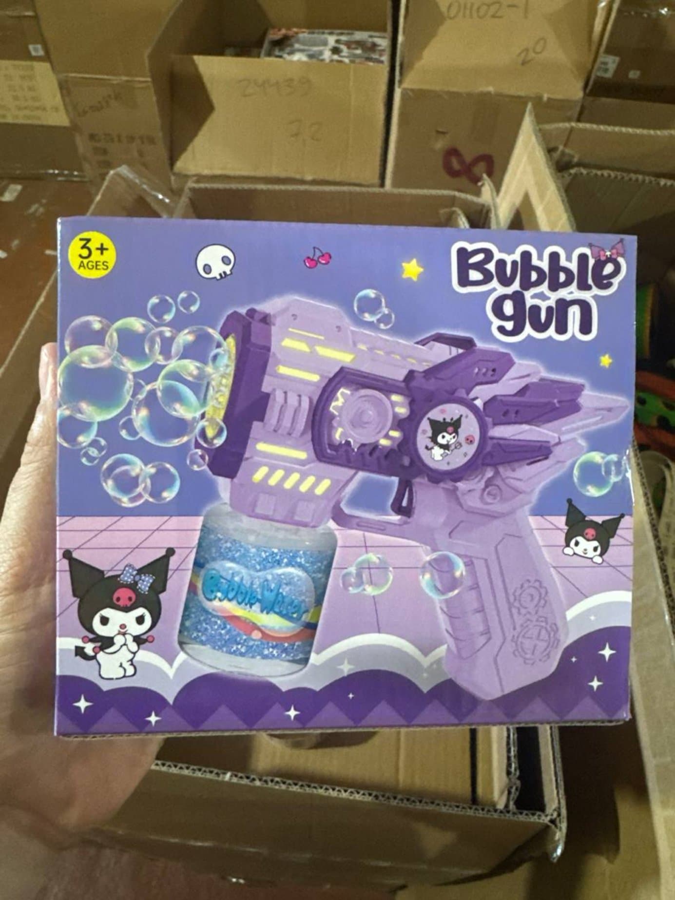 Детский автоматический генератор мыльных пузырей Kuromi, Бластер с подсветкой для девочек, Развивающая игрушка