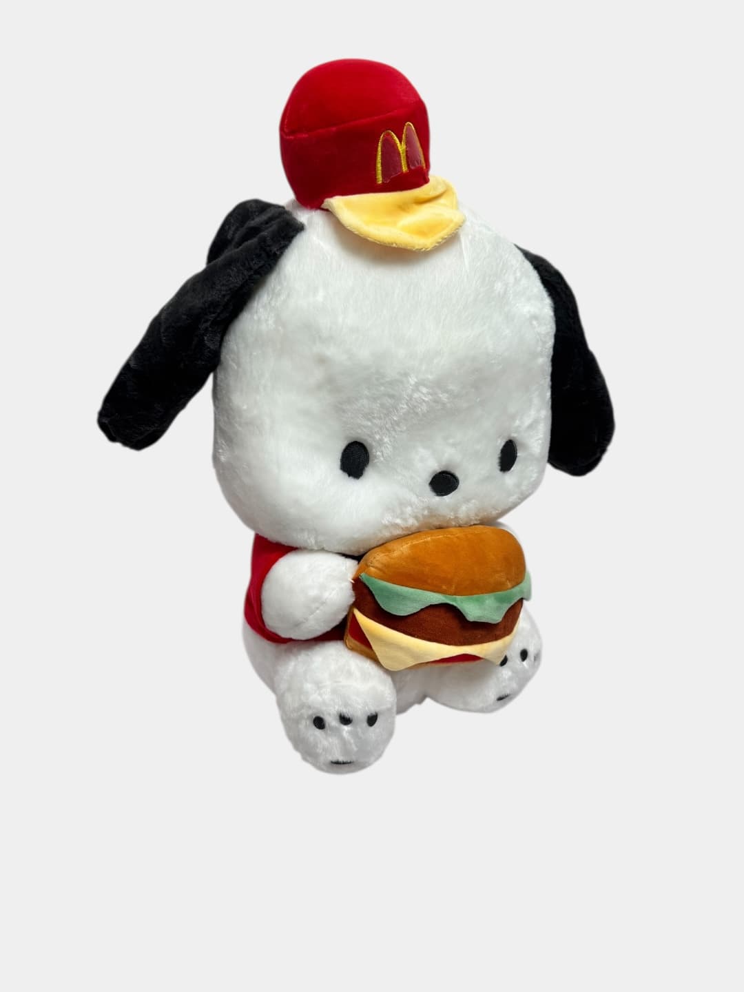 Мягкая игрушка Почако с гамбургером Sanrio Pochacco в униформе, 44 см